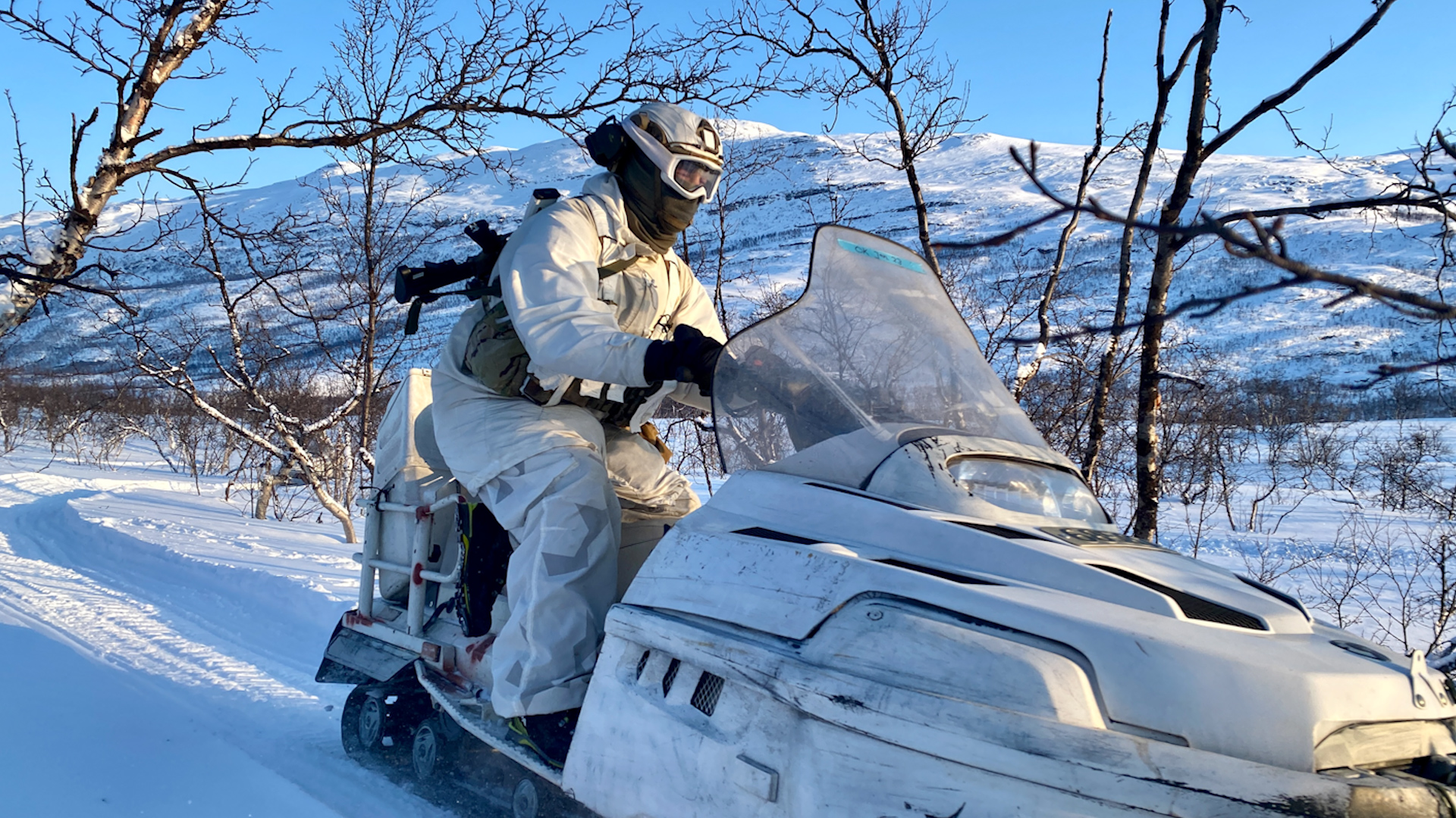 Surveillance and Reconnaissance Squadron SRS Royal Marines Norway Training ski doo 130323 CREDIT BFBS