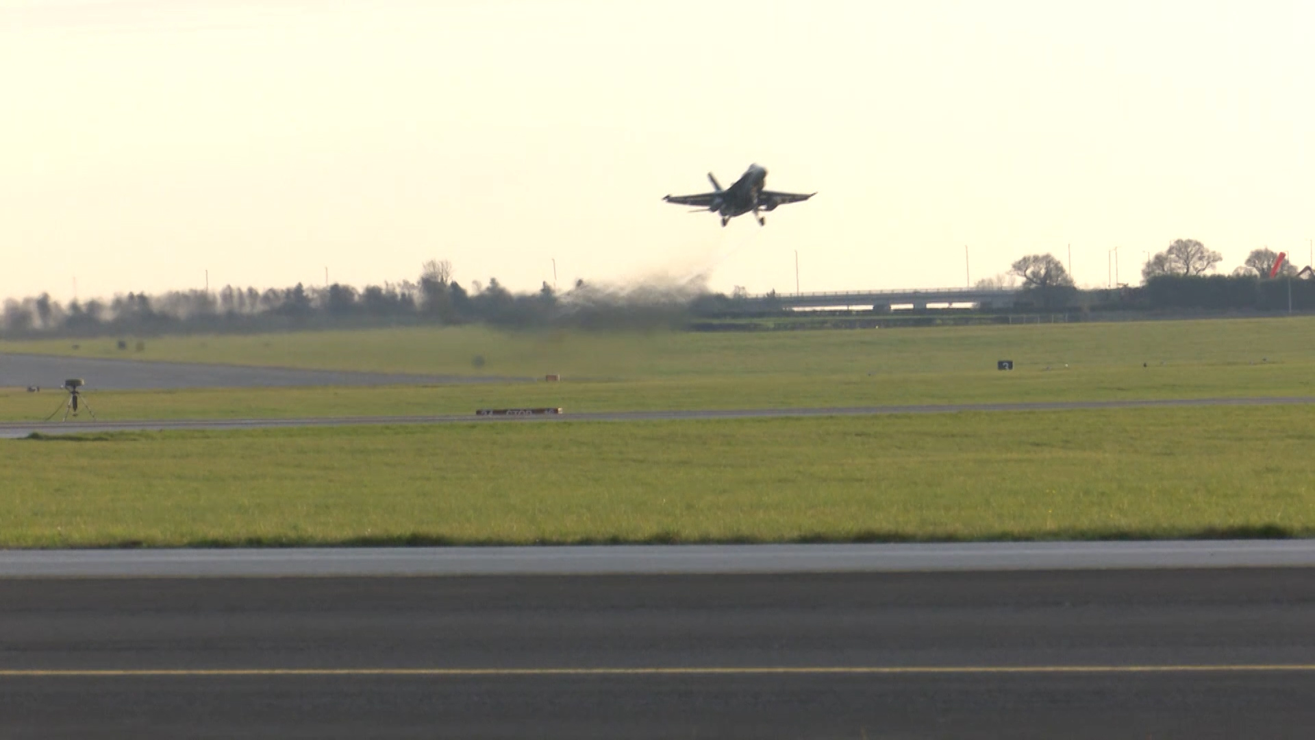 Swiss Hornet Jet taking off at RAF Leeming whilst on Exercise YorkNite 2020