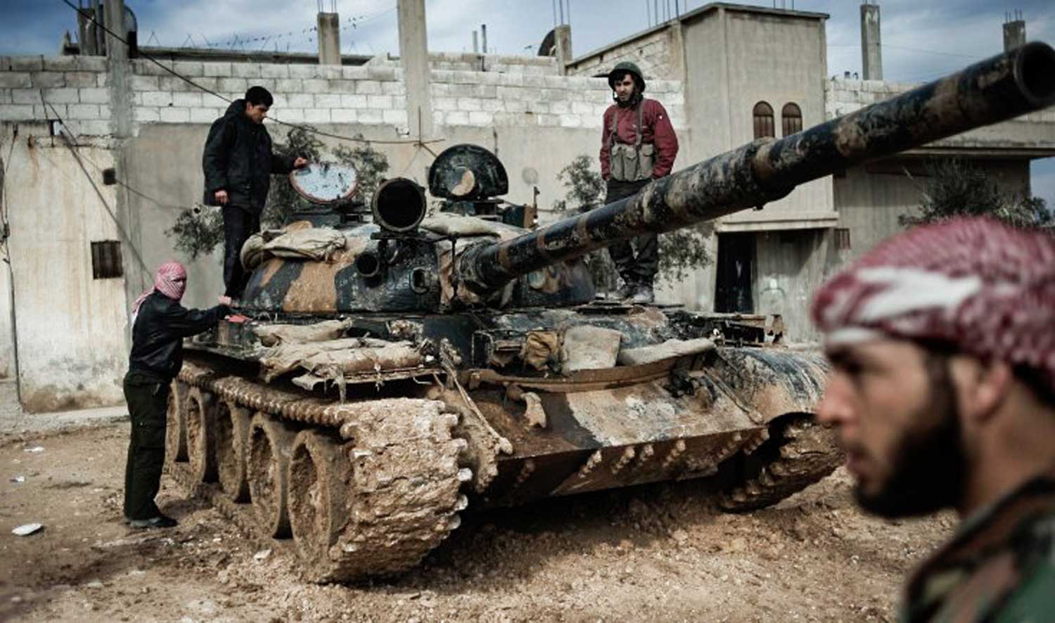 Free Syrian Army With Captured Tank Free Syrian Army With Captured Tank