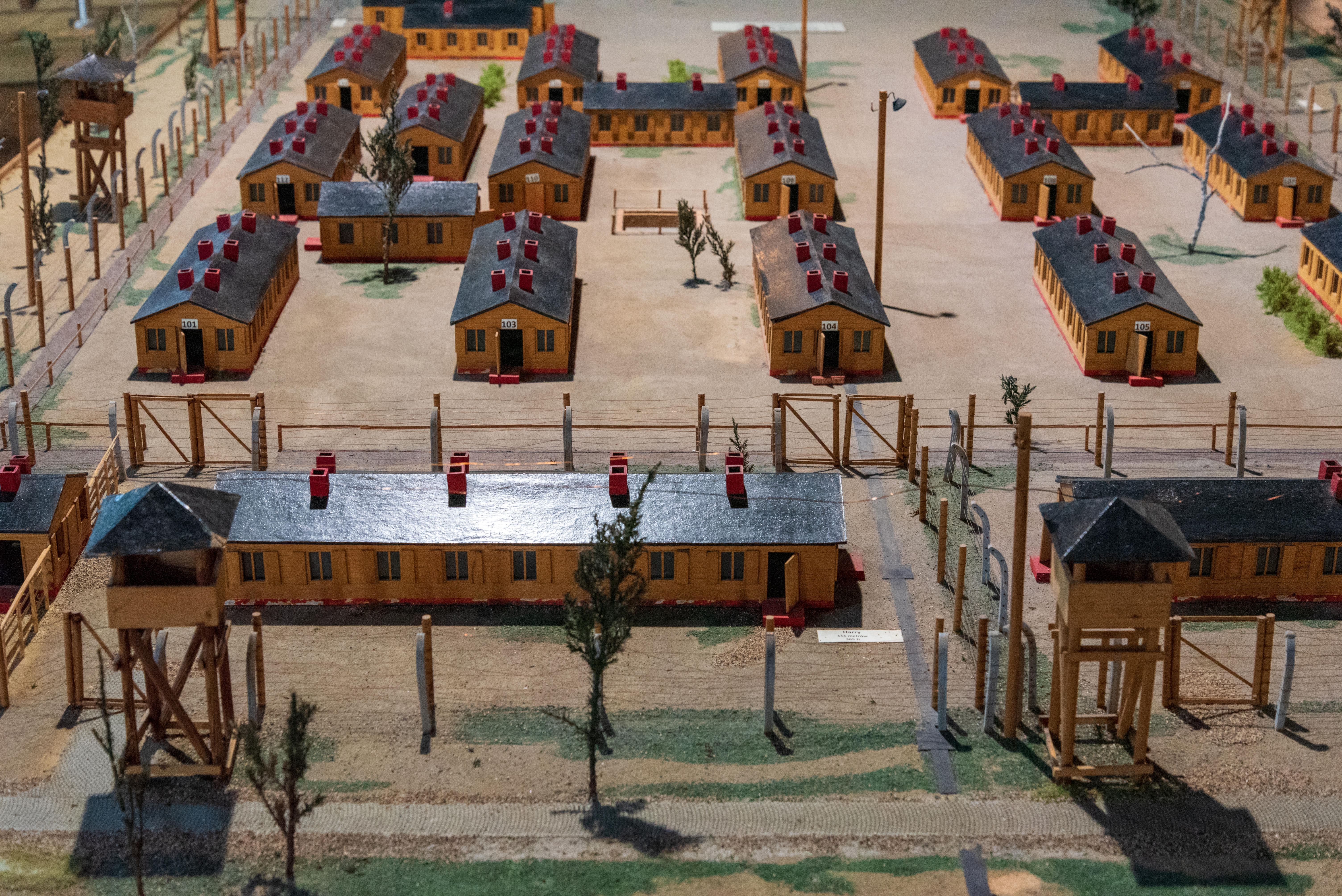 Model of Stalag Luft III Great Escape Camp in museum at site in Zagan, Poland