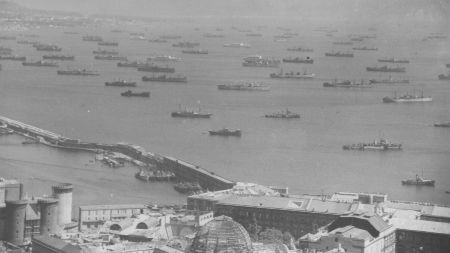 The Invasion Fleet Waiting In Naples Harbor, Italy, Before The Invasion Of Southern France CREDIT National Archive and Records Administration