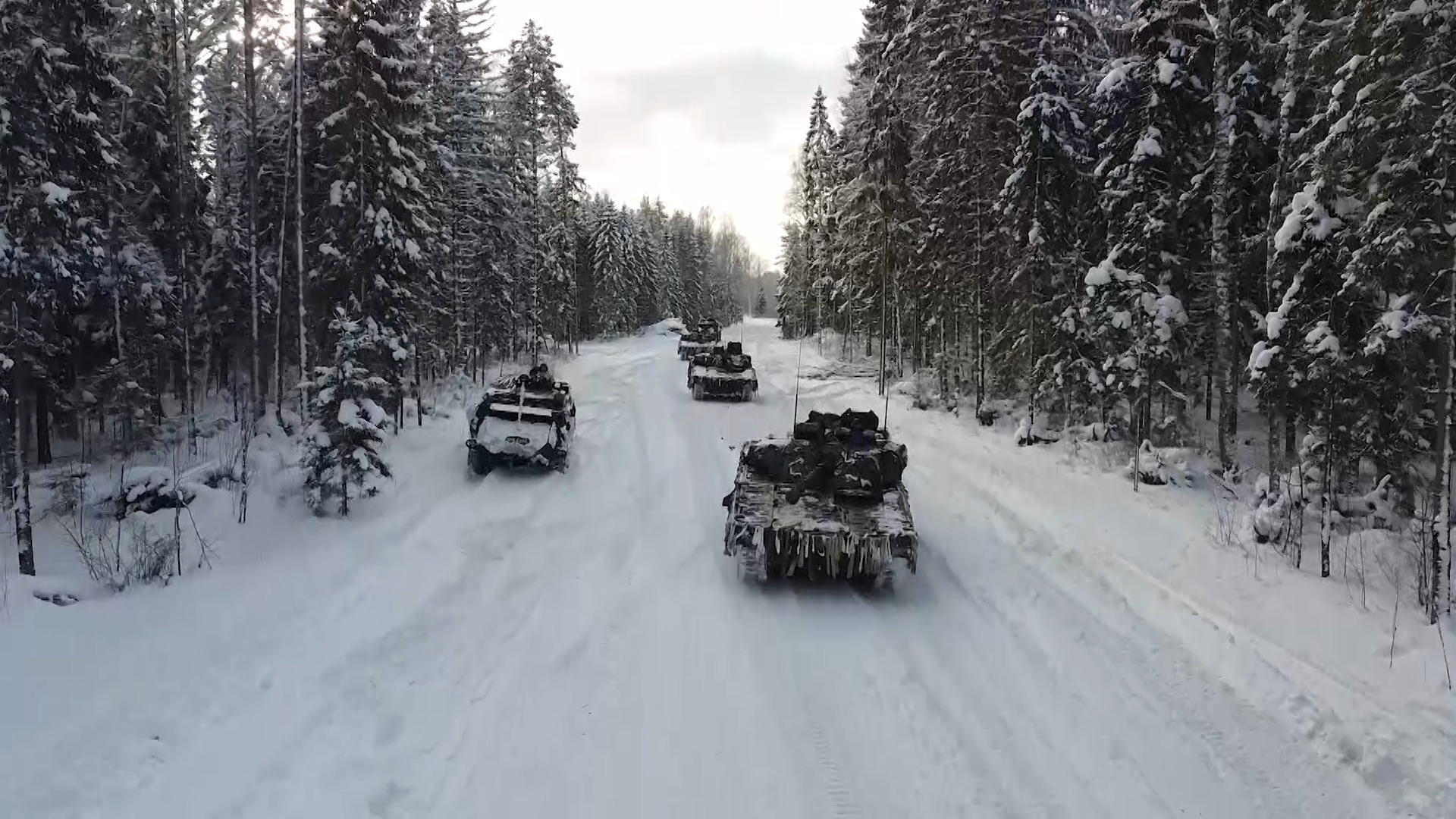 Tanks taking part in training in Estonia as part of NATO's enhanced Forward Presence Battlegroup