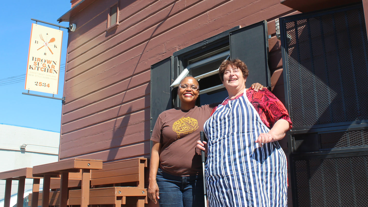 Tanya Holland of the Brown Sugar Kitchen Oakland, California, taught Penny the basics of her famous Creole cuisine CREDIT Commander Retired Penny Melville-Brown