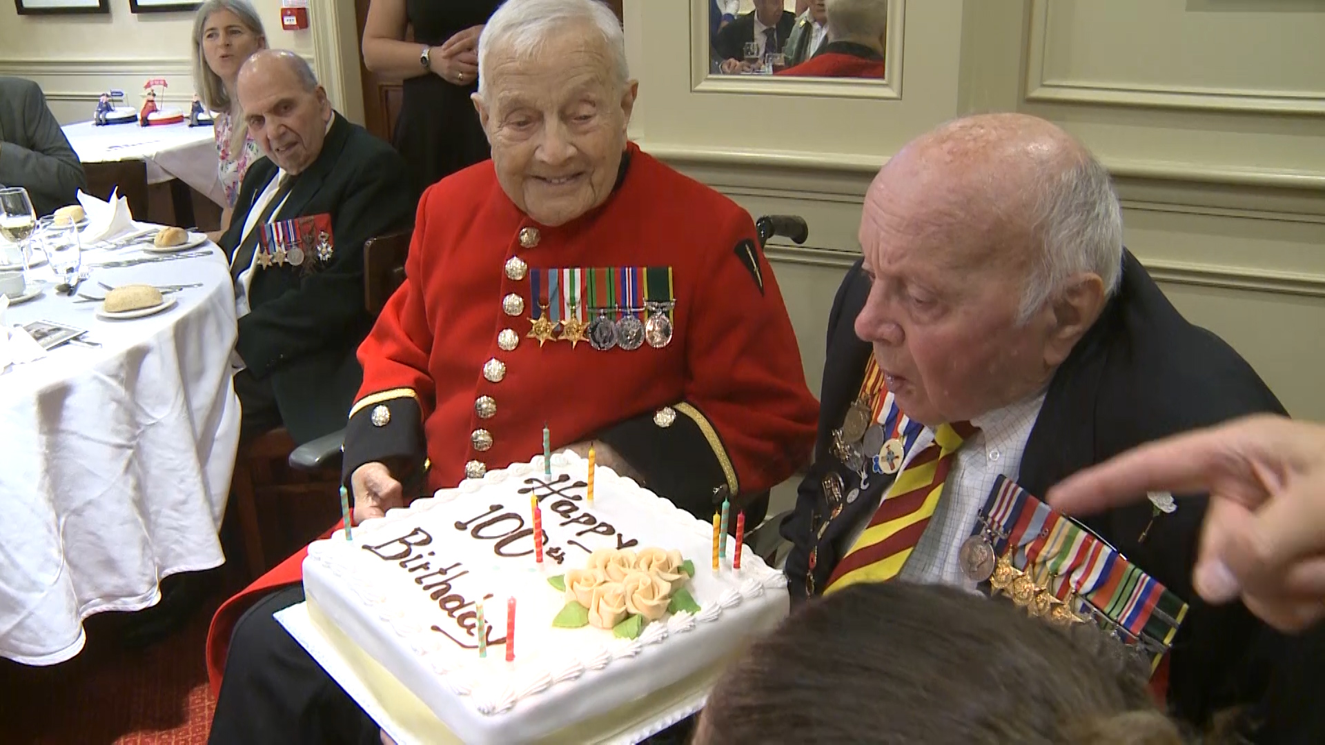 Jeffrey Hayward and George Parsons were escorted to their 100th birthday celebration by the charity.