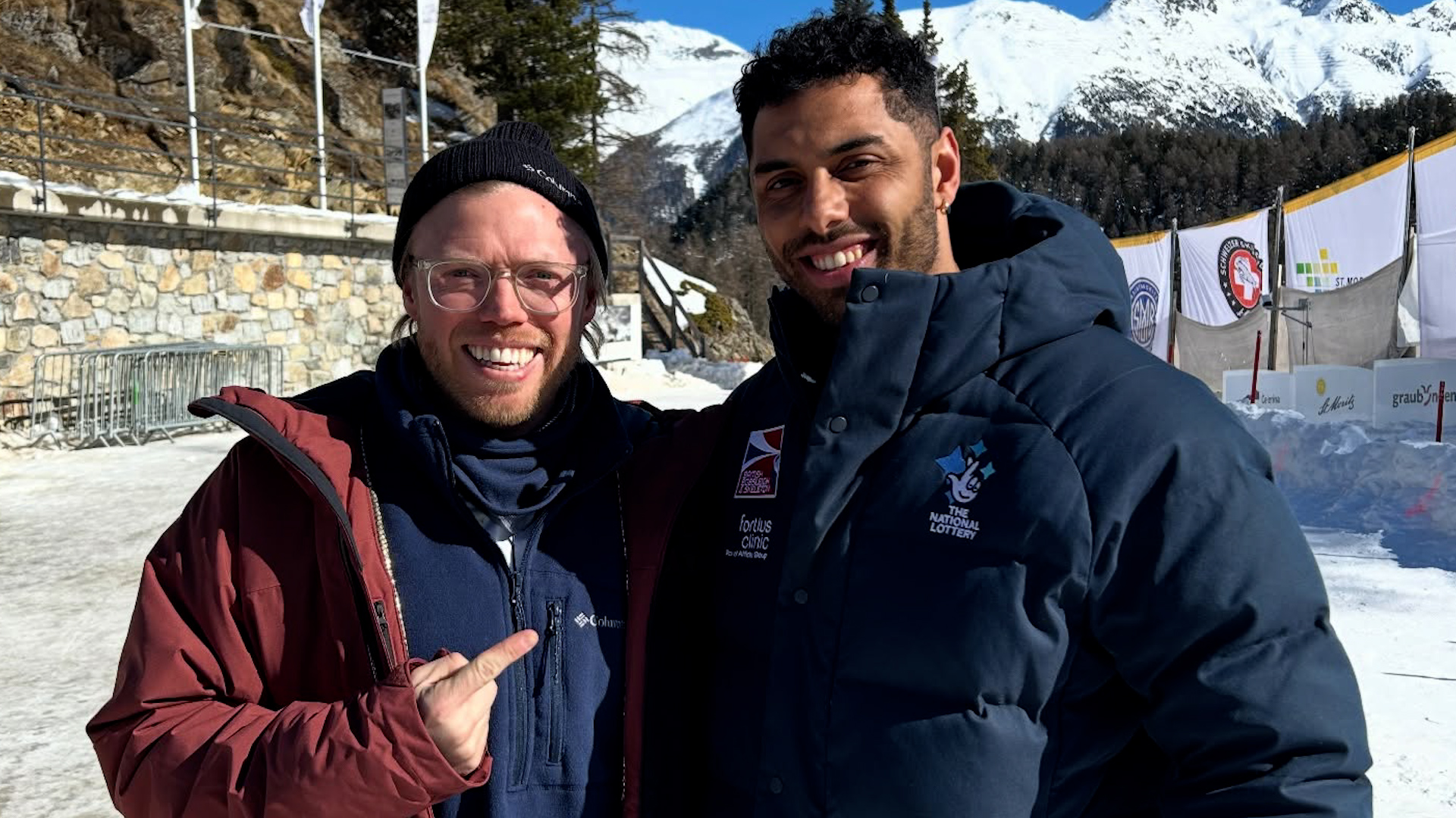 Team GB bobsledder Leon Greenwood with Rob Beckett CREDIT Leon Greenwood DATE 2025.jpg