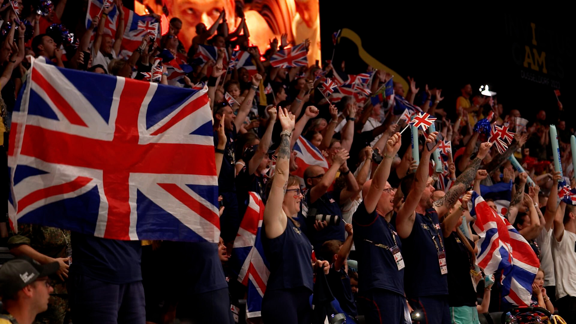 Team UK fans cheering at the wheelchair rugby final 11092023 CREDIT BFBS