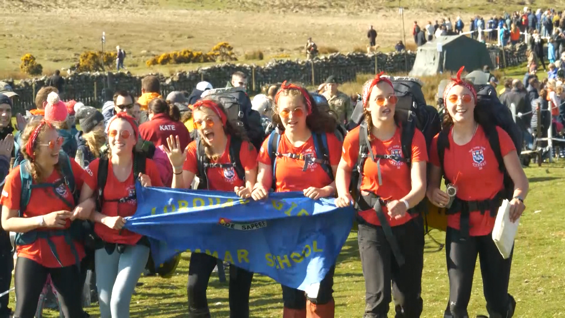 Ten Tors' first all-girls team cross the finish line in 2019.