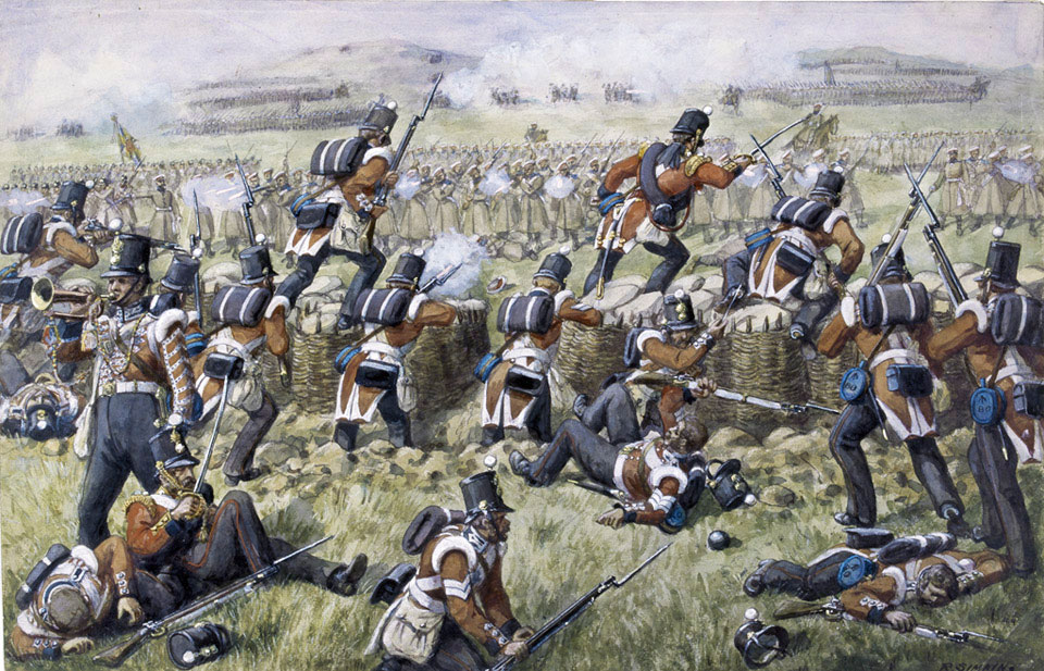Painting showing the 23rd Regiment Royal Welsh Fusiliers at the Battle of the Alma 20 September 1854