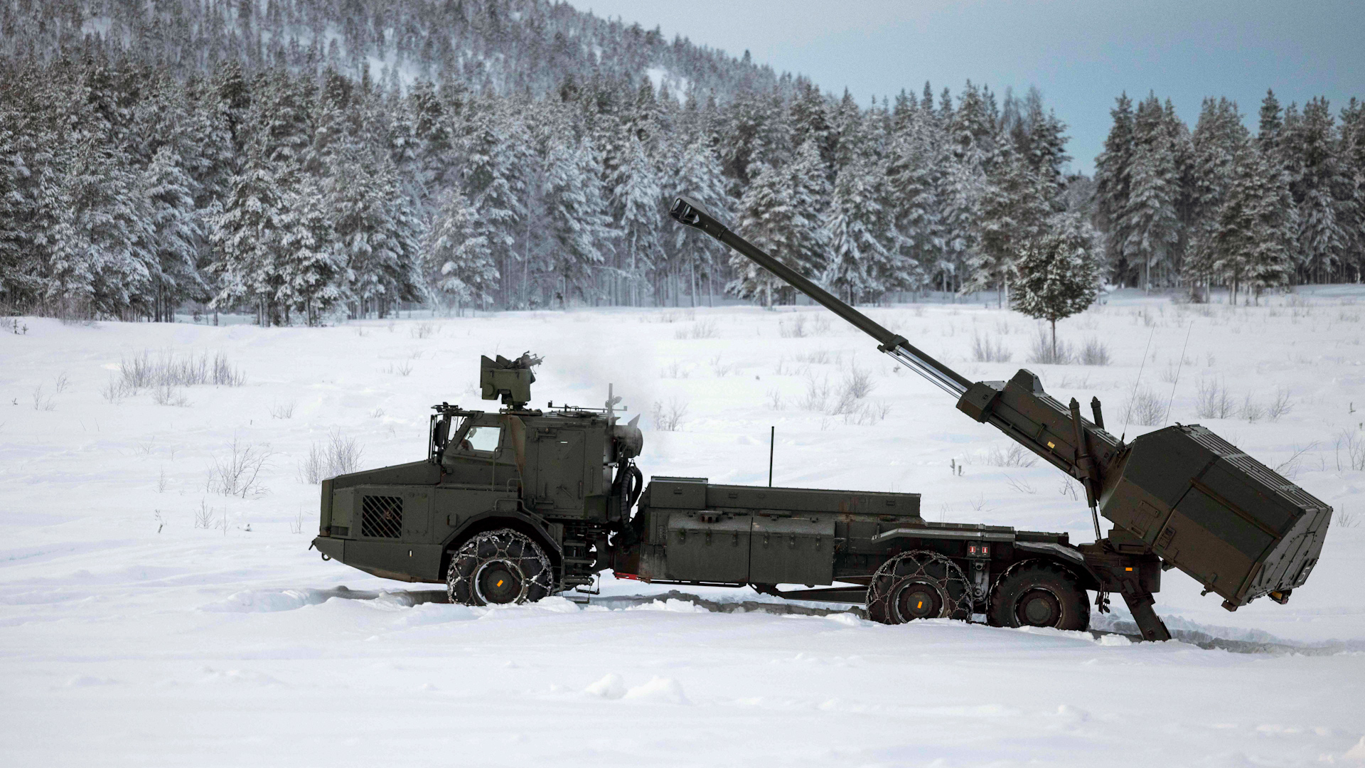 The Archer getting ready to fire a round during a training exercise for the British Army in Sweden