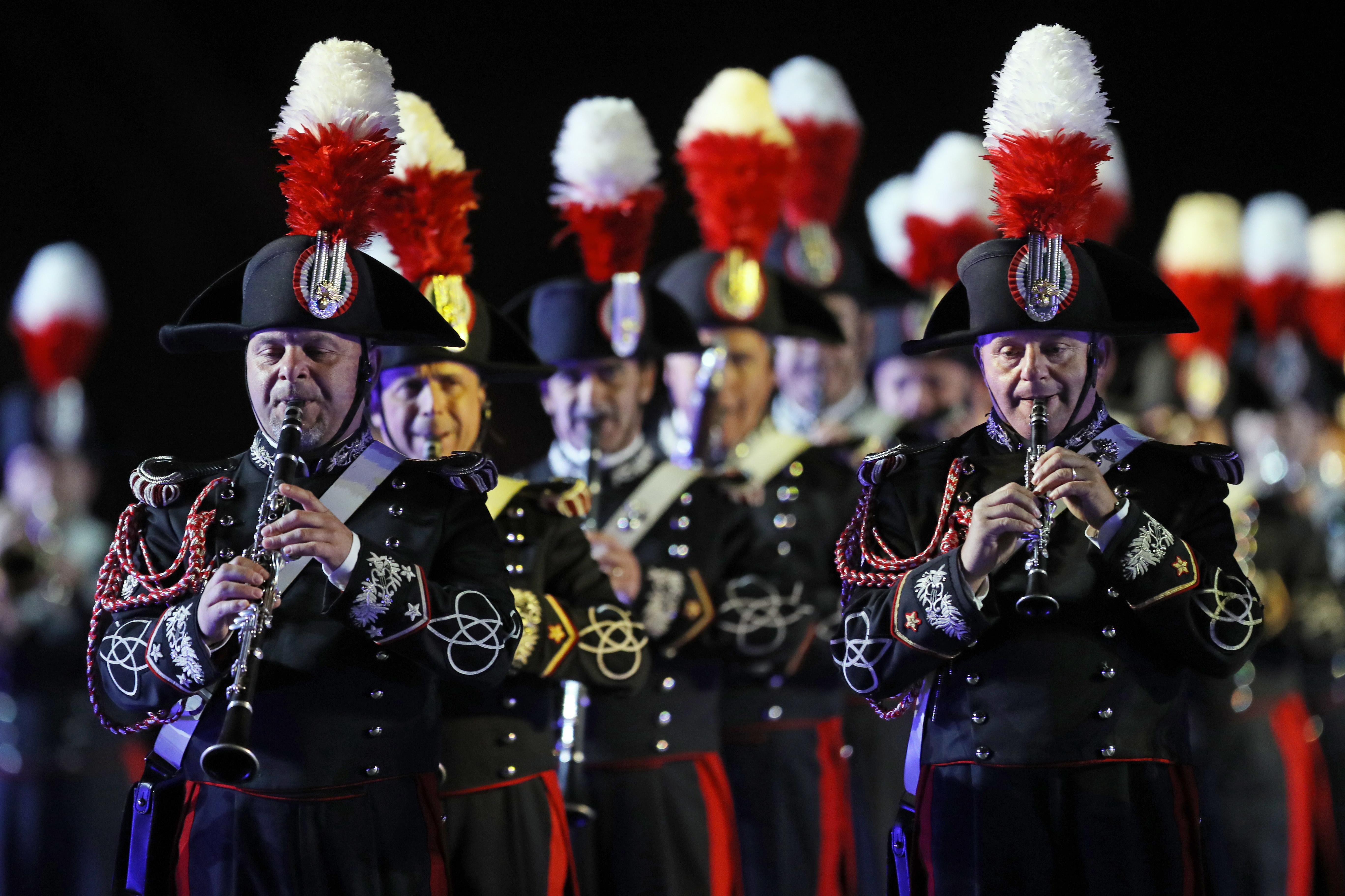 The Carabinieri band of Italy at the dress rehearsal of the Spasskaya Tower International Military Music Festival opening 250817 CREDIT PA