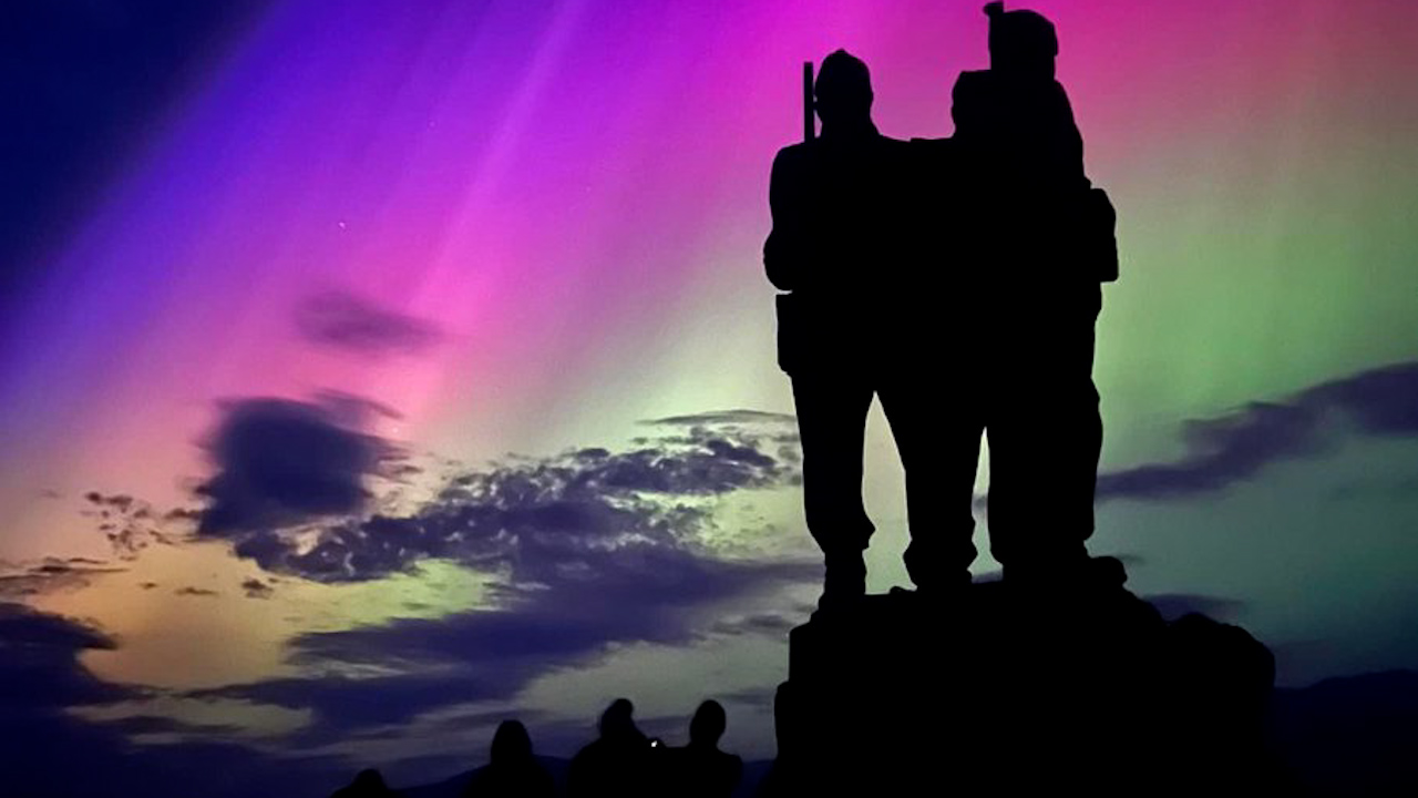 The Commando Memorial captured with the Aurora Borealis in the sky (Picture: UK Commando Force Operations).