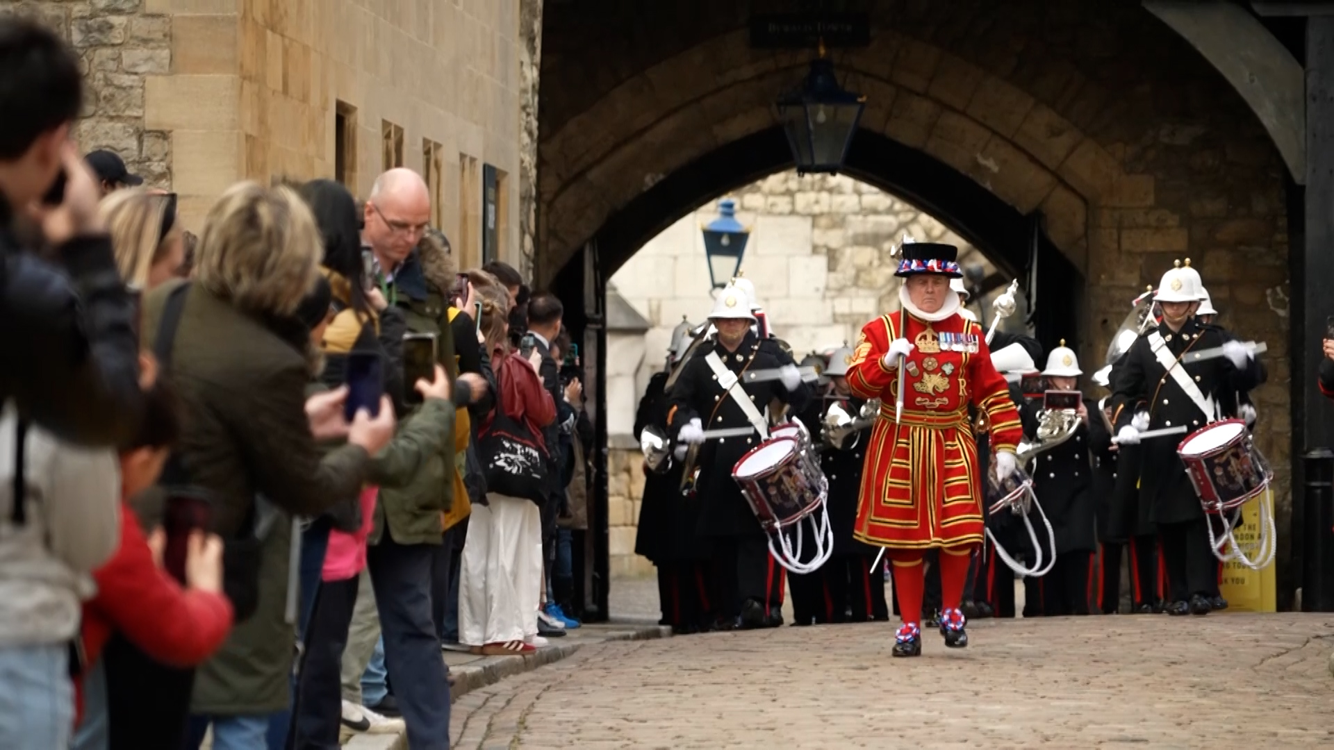 The Chief Yeoman Warder paraded the dues through the Tower of London