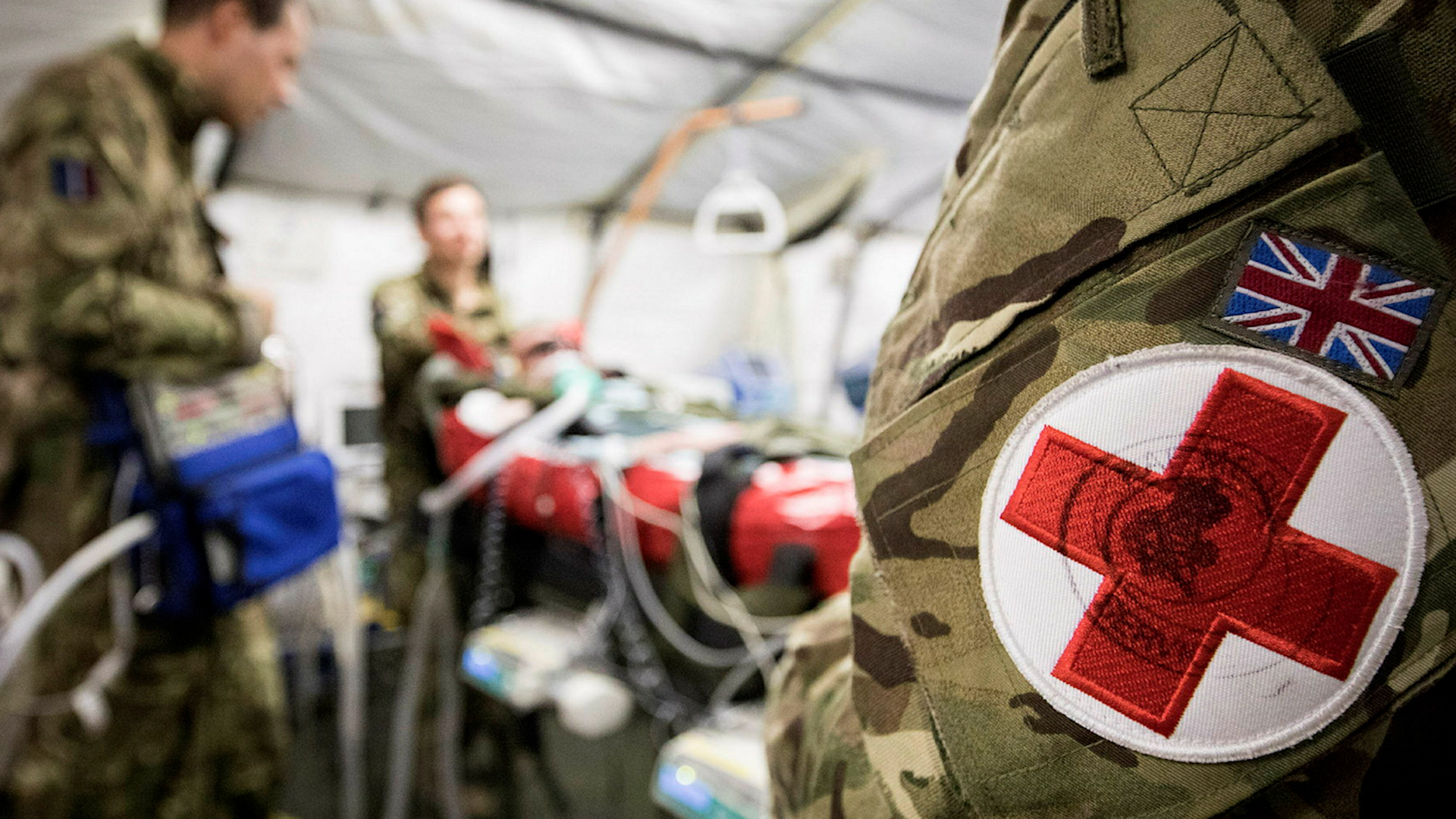 The Critical Care Air Support Team dealing with the patient once properly moved during exercise in Oman 