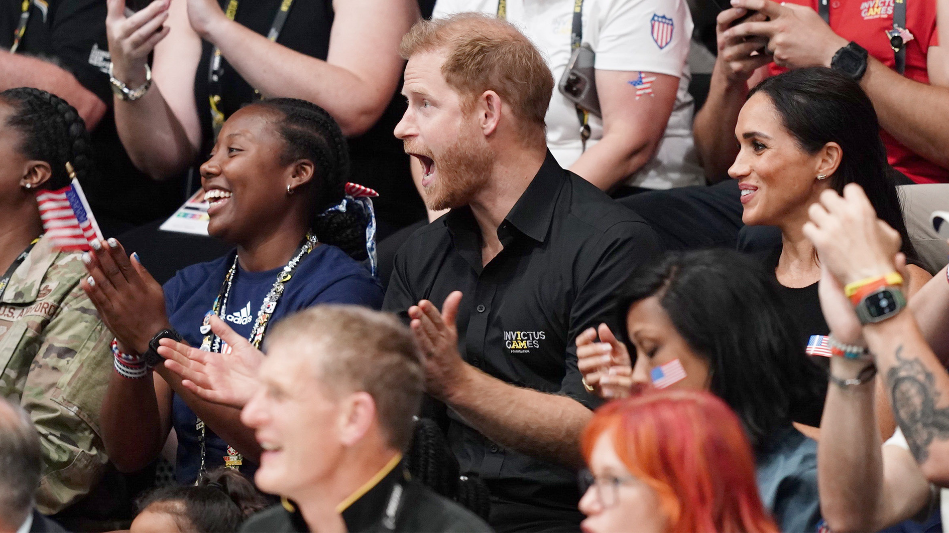 The Duke and Duchess of Sussex watch the wheelchair basketball finals at the Merkur Spiel-Arena during the Invictus Games in Dusseldorf, Germany