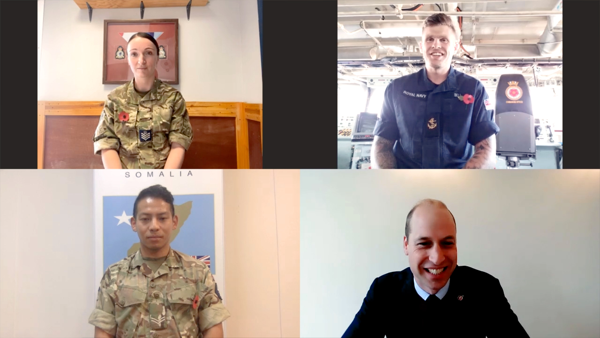 Top row: (L-R) Flight Sergeant Gemma Thomson, Leading Physical Instructor Damon Bell; bottom row: (L-R) Corporal Jiwan Kumar Thapa, The Duke of Cambridge (Picture: Kensington Palace).