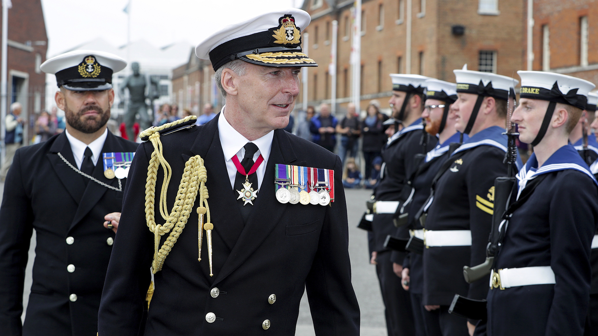 The First Sea Lord Admiral Radakin inspecting the Ceremonial Guard (Picture: Royal Navy).