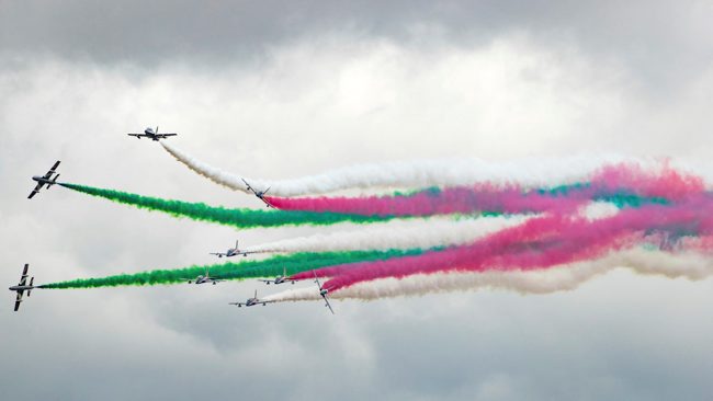 The Italian air force's Frecce Tricolori aerobatic display team perform at RIAT 2019 (Picture: MOD).