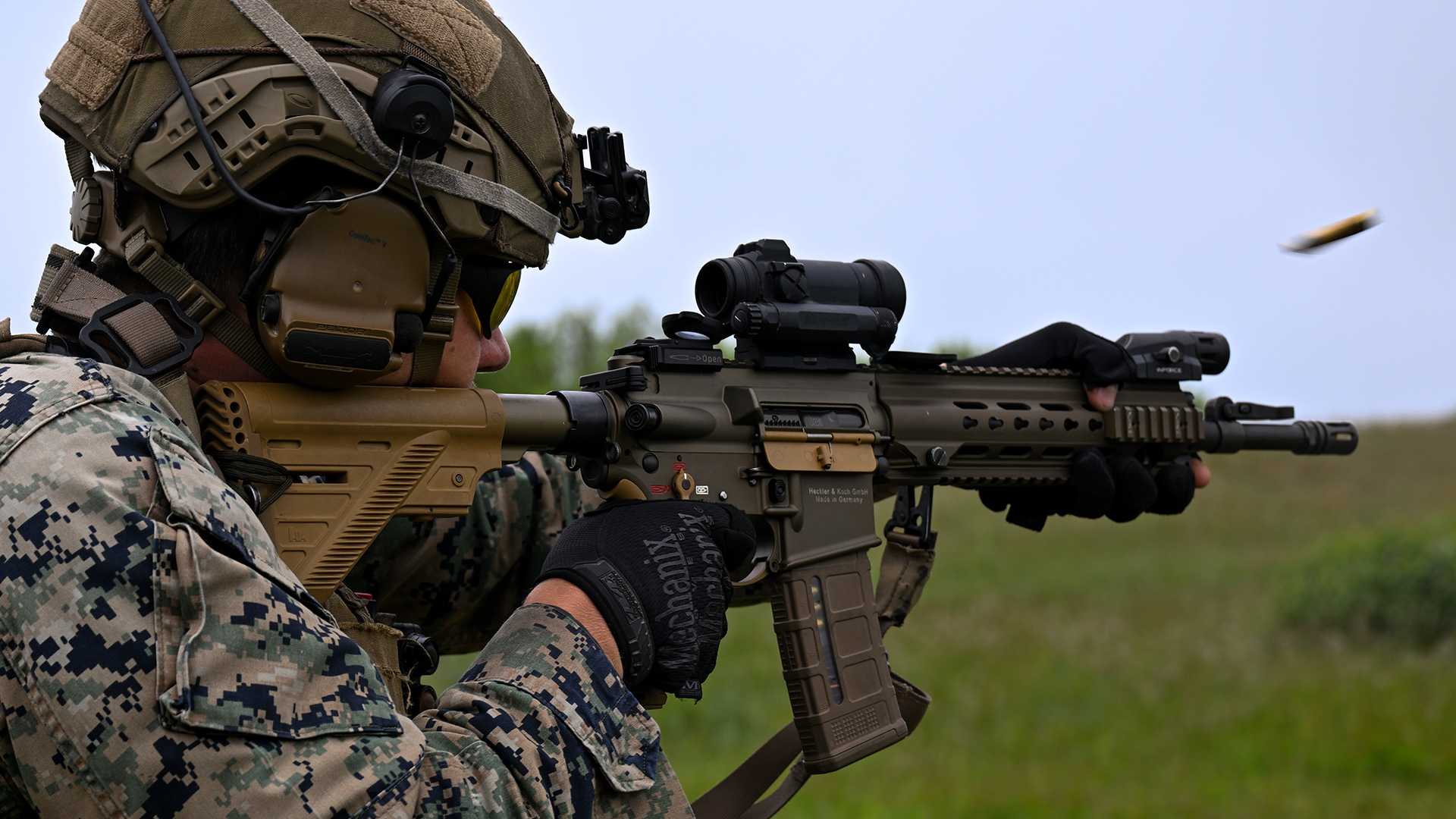 The HK416, seen here being fired by a US Marine in Latvia, has established itself with numerous nations from Albania to Australia