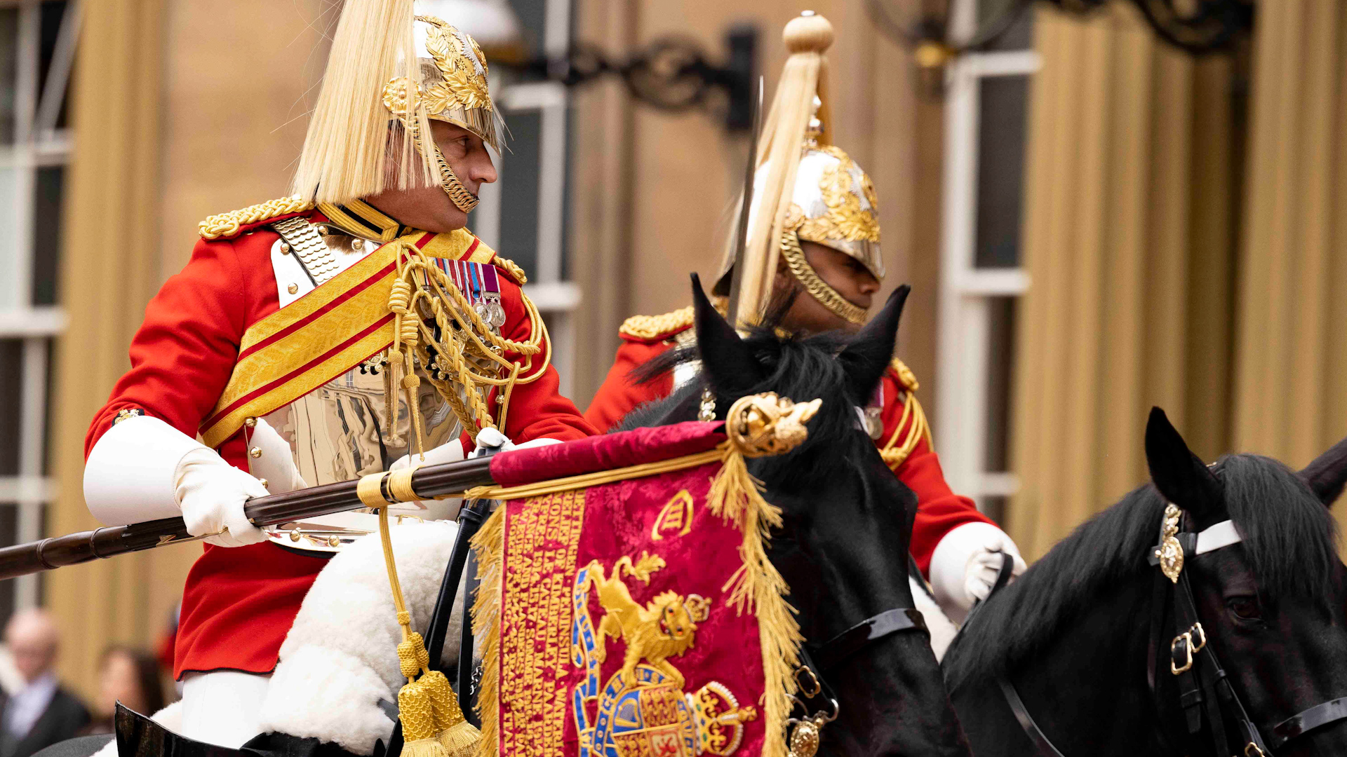 The Life Guards with their new colours ahead of King Charles' Coronation (Picture: MOD).