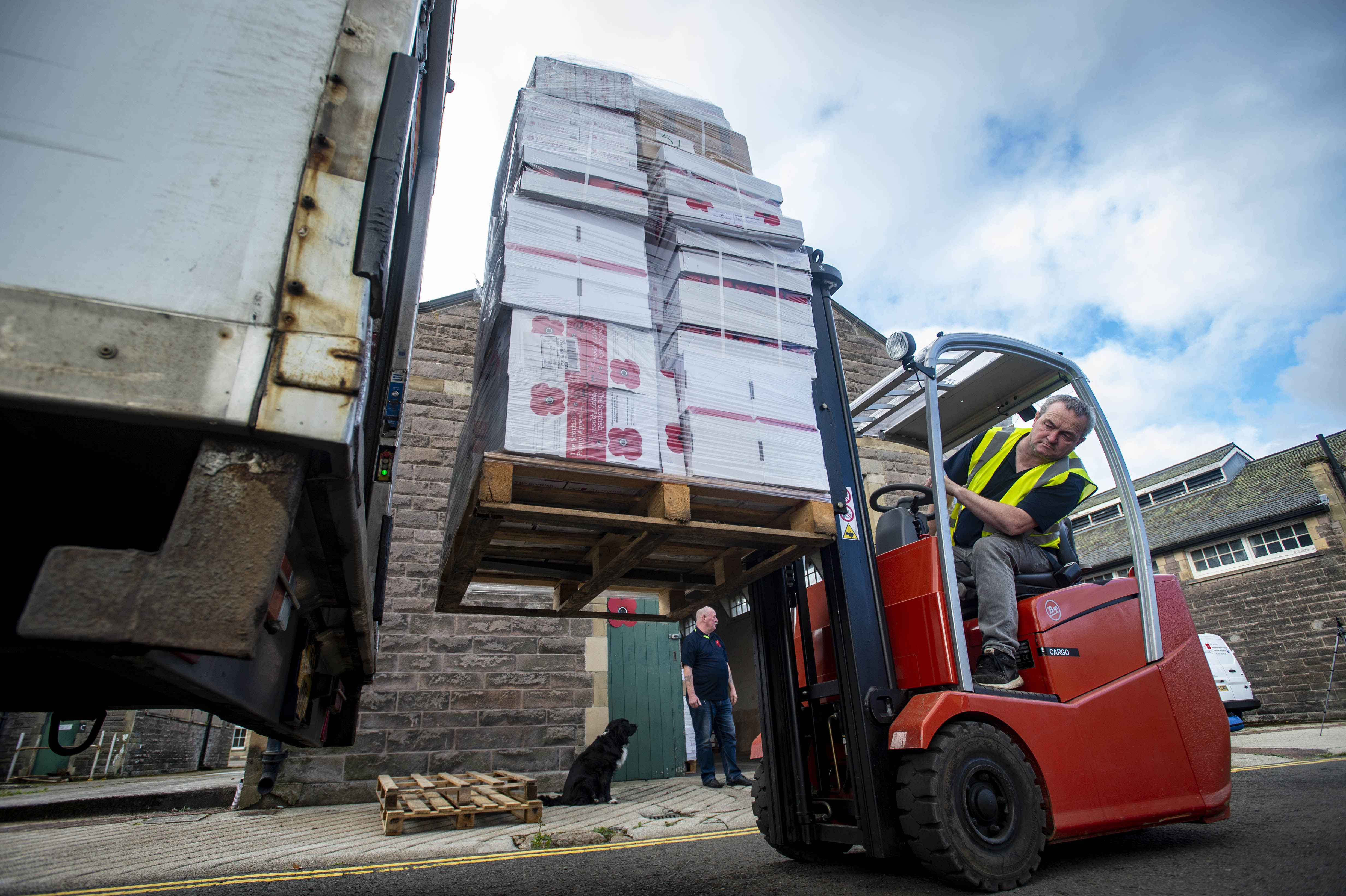 Four million poppies were loaded onto trucks at Redford Barracks, Edinburgh (Picture: Poppyscotland).