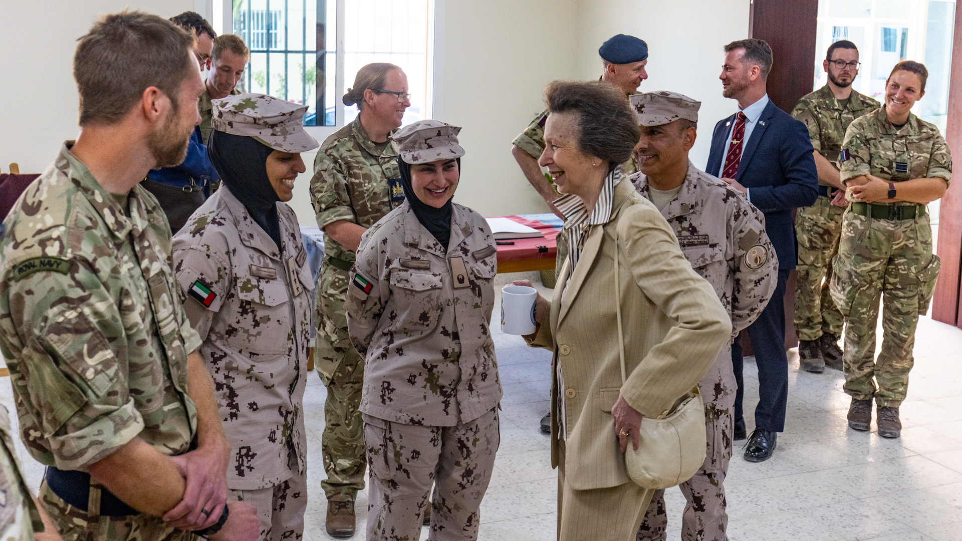 The Princess Royal meets personnel at Al Minhad Air Base in the UAE (Picture: RAF)