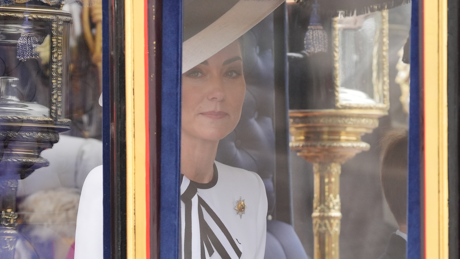 The Princess of Wales travels along The Mall to the Trooping the Colour ceremony at Horse Guards Parade, central London 150624