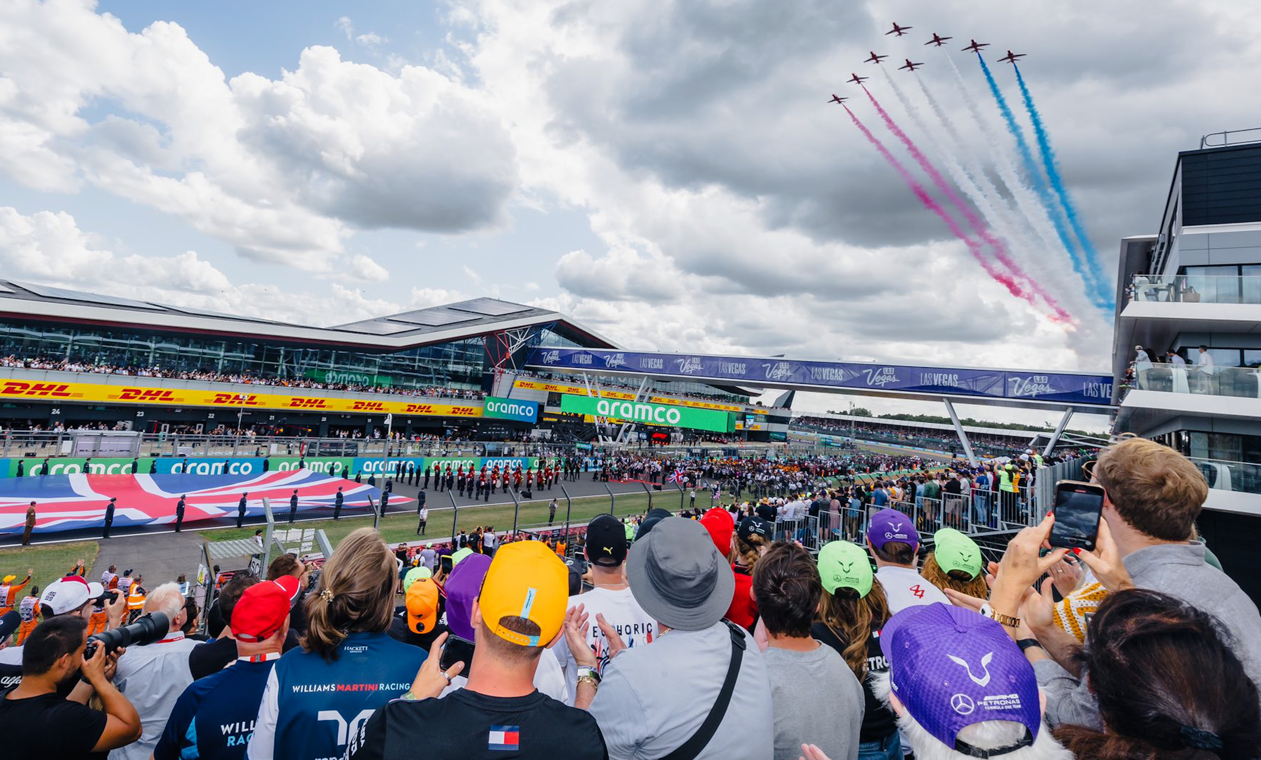 The Red Arrows flew over the F1 British Grand Prix (Picture: Red Arrows).