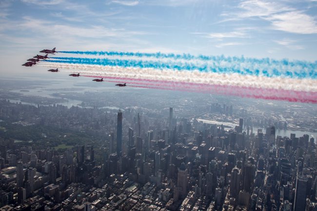 The Royal Air Force Aerobatic Team in New York .