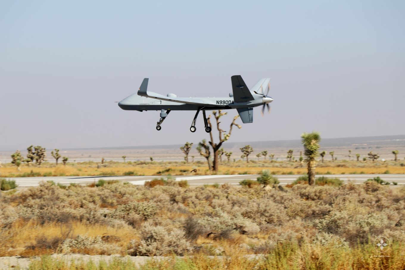 The UK's first Protector aircraft during its maiden flight in the US