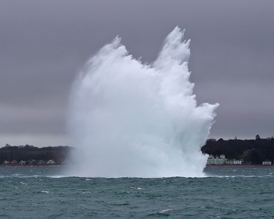 The WWII SC250 bomb being detonated off Portsmouth (Picture: Royal Navy).