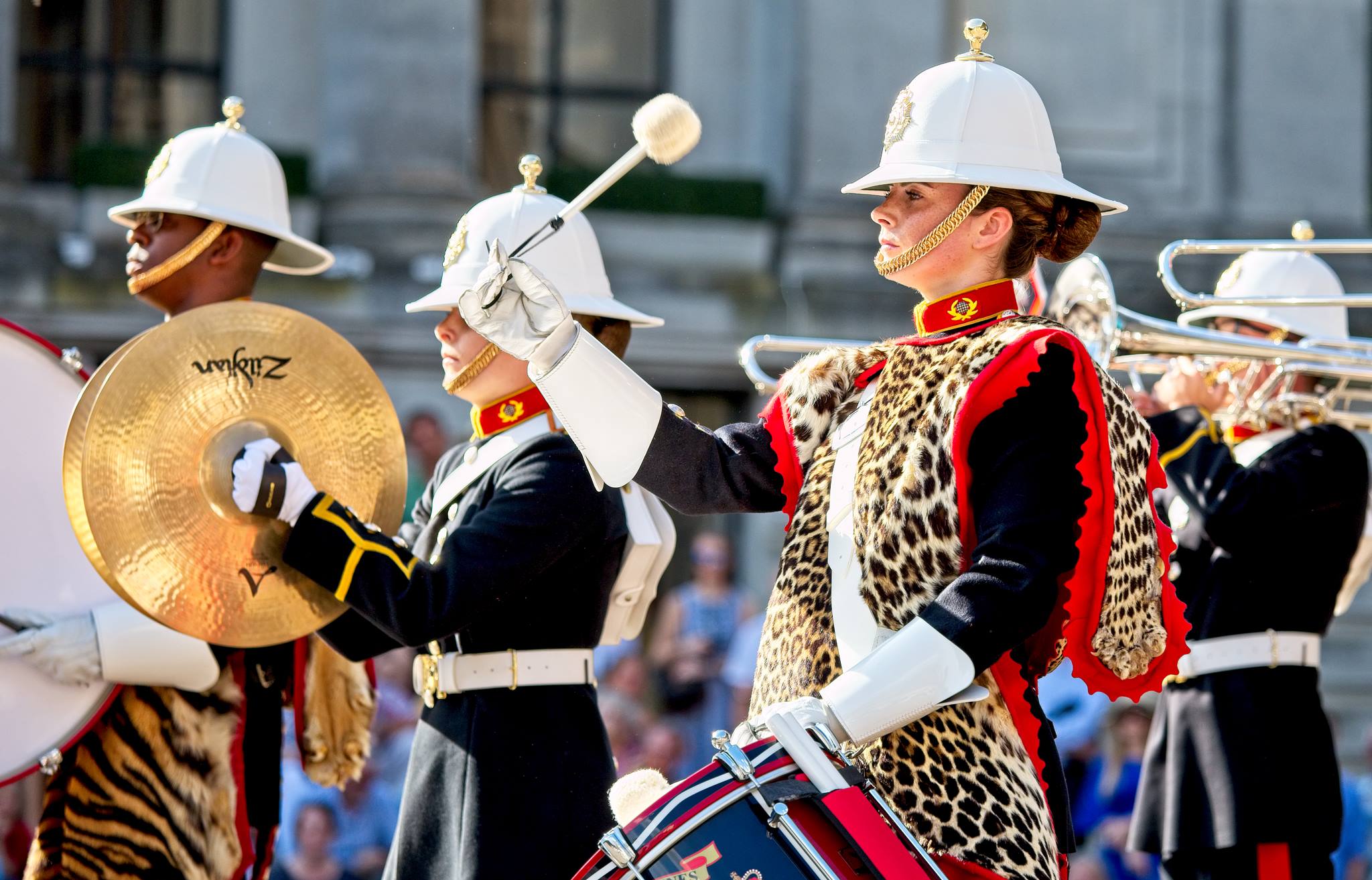 The drummers of the Band Service of Her Majesty’s Royal Marines in August 2018 CREDIT The Bands of HM Royal Marines