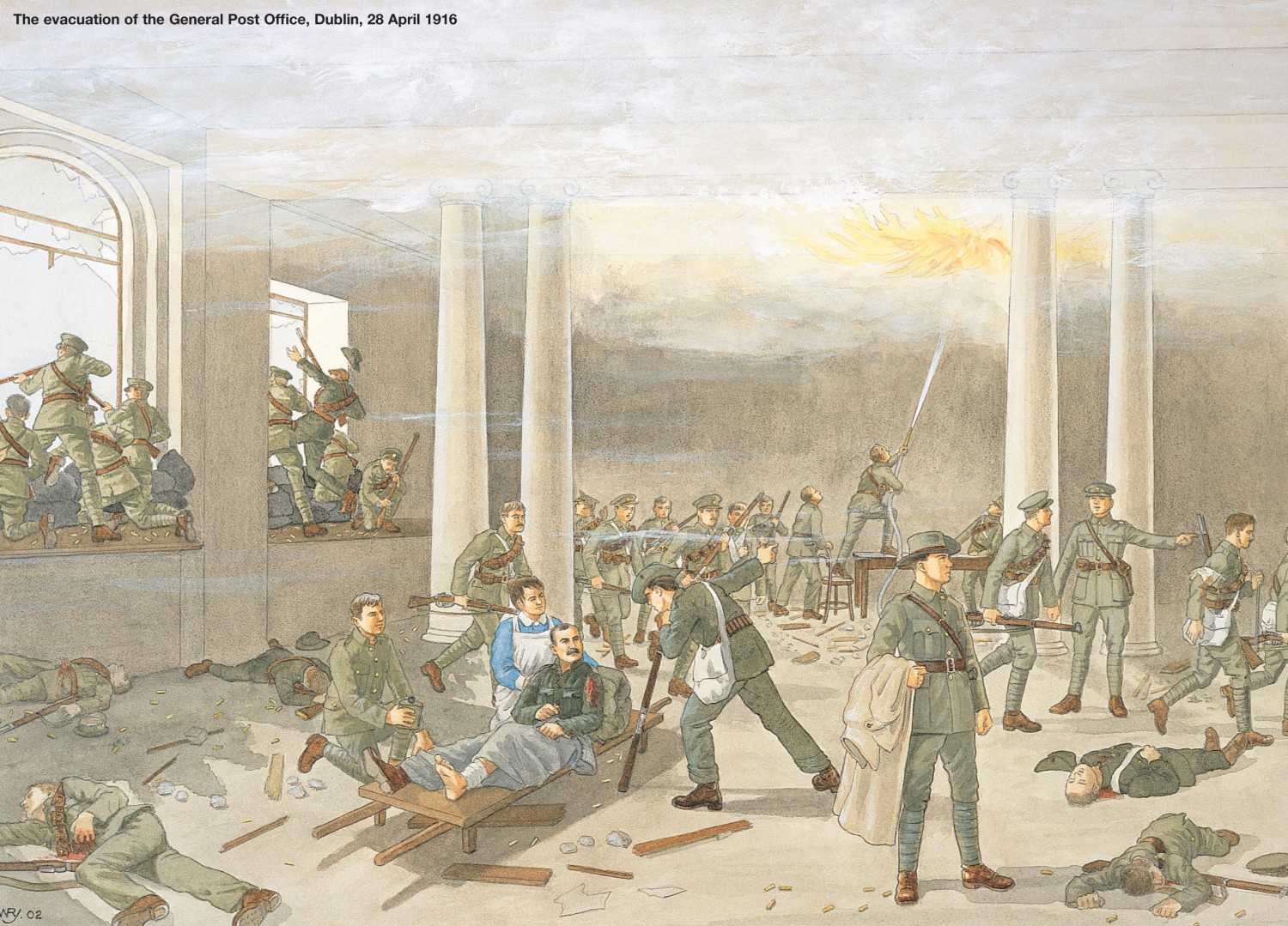 Illustration of The evacuation of the General Post Office, Dublin, 28 April 1916