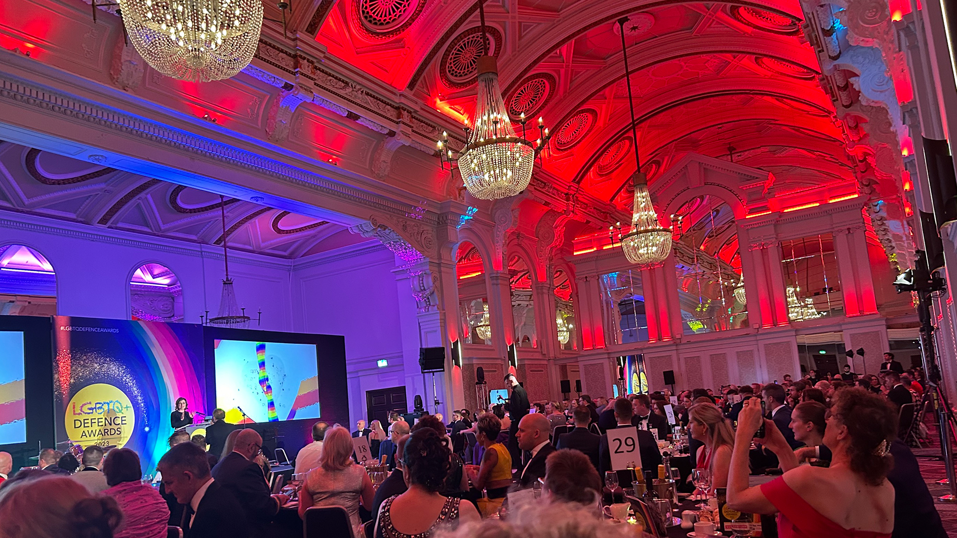 The first ceremony of the LGBTQ+ Defence Awards Grand Hall 171023 CREDIT BFBS