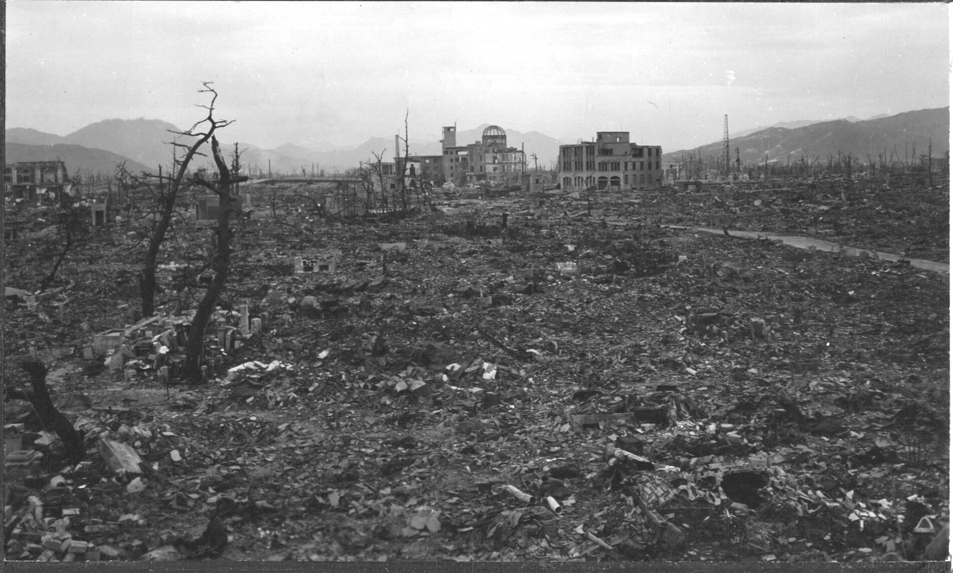 The flattened Japanese city of Hiroshima after it was hit by an atomic bomb on 6 August 1945 NO DATE CREDIT US National Archives