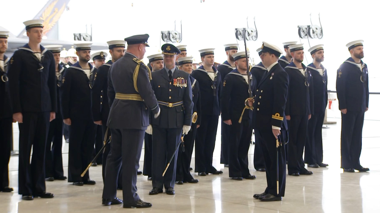 A parade was held at RAF Marham to mark the standing up of the naval squadron