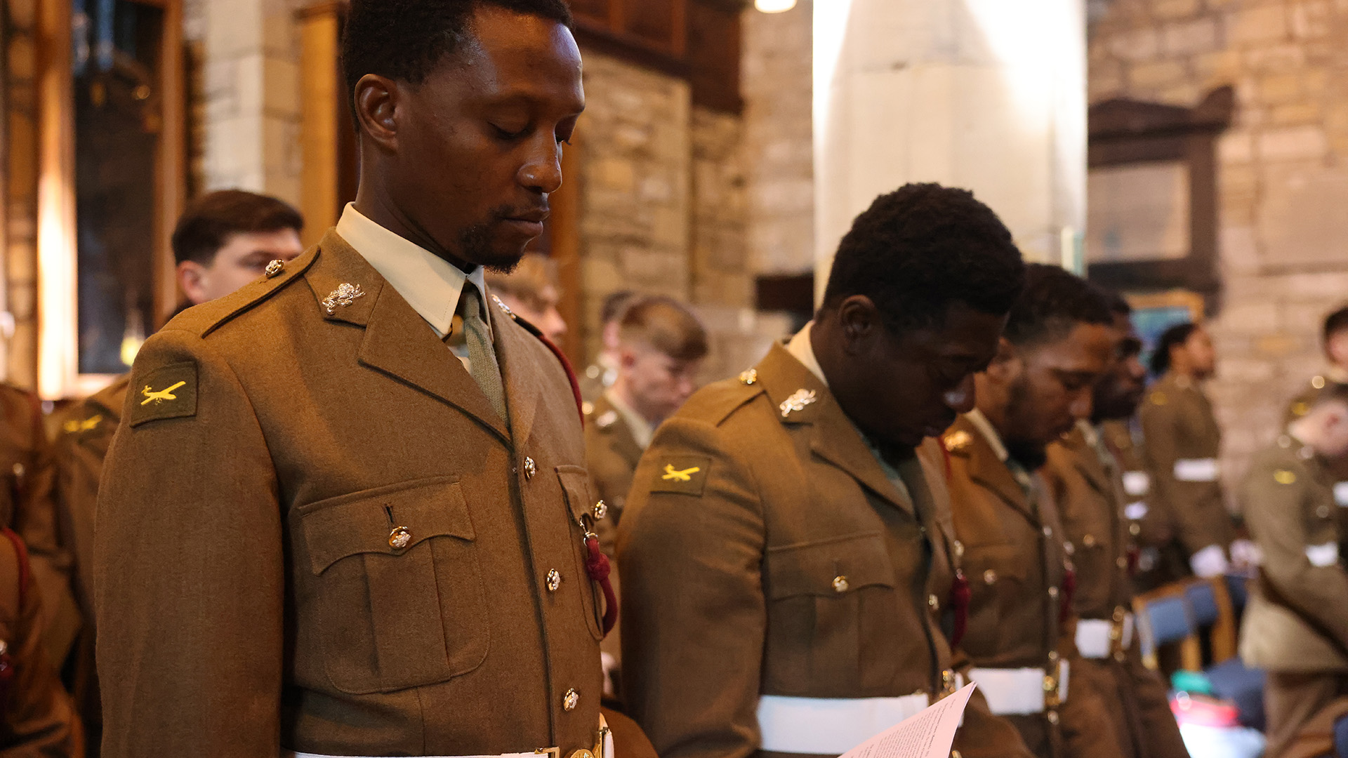 Hymns such as Jerusalem and the National Anthem echoed through the nave before the battalion stepped outside