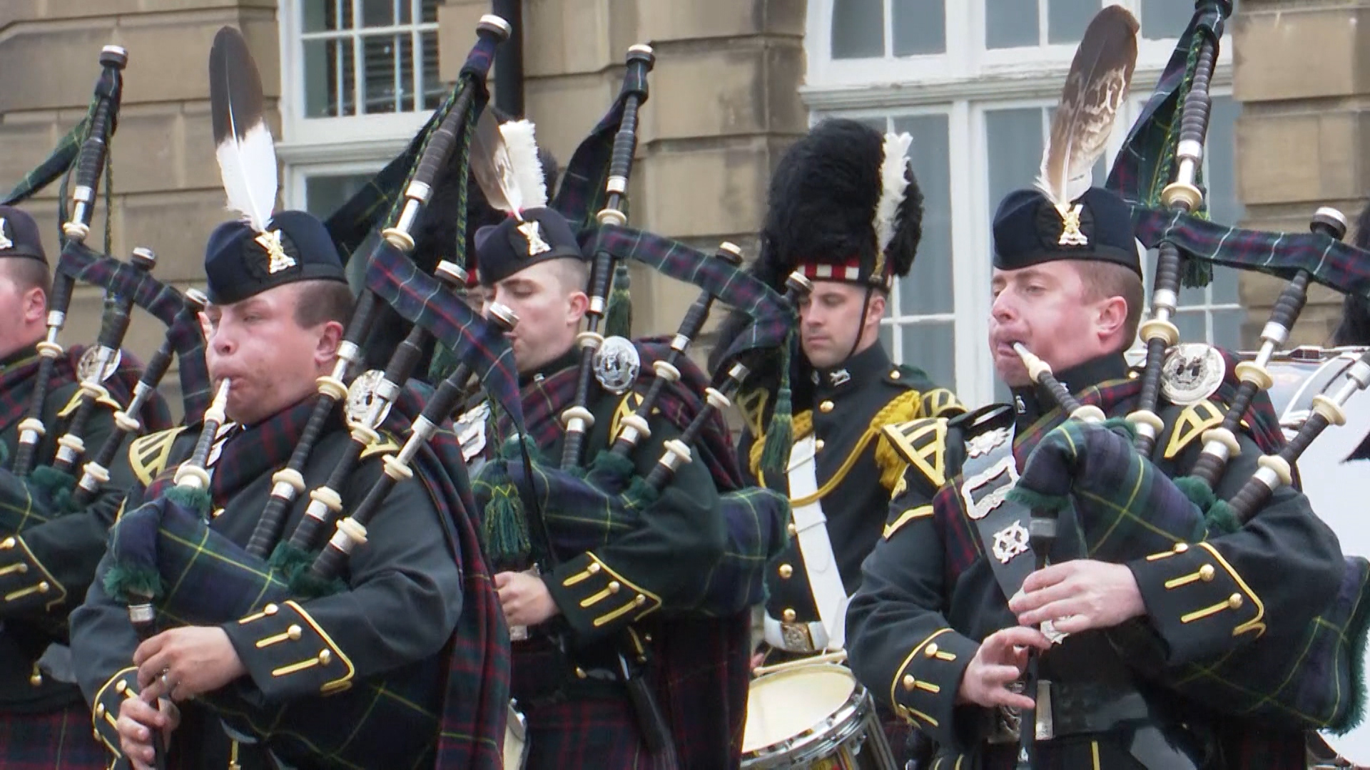 The pipes and drums of the 4th battalion of the Royal Regiment of Scotland Credit BFBS 220719