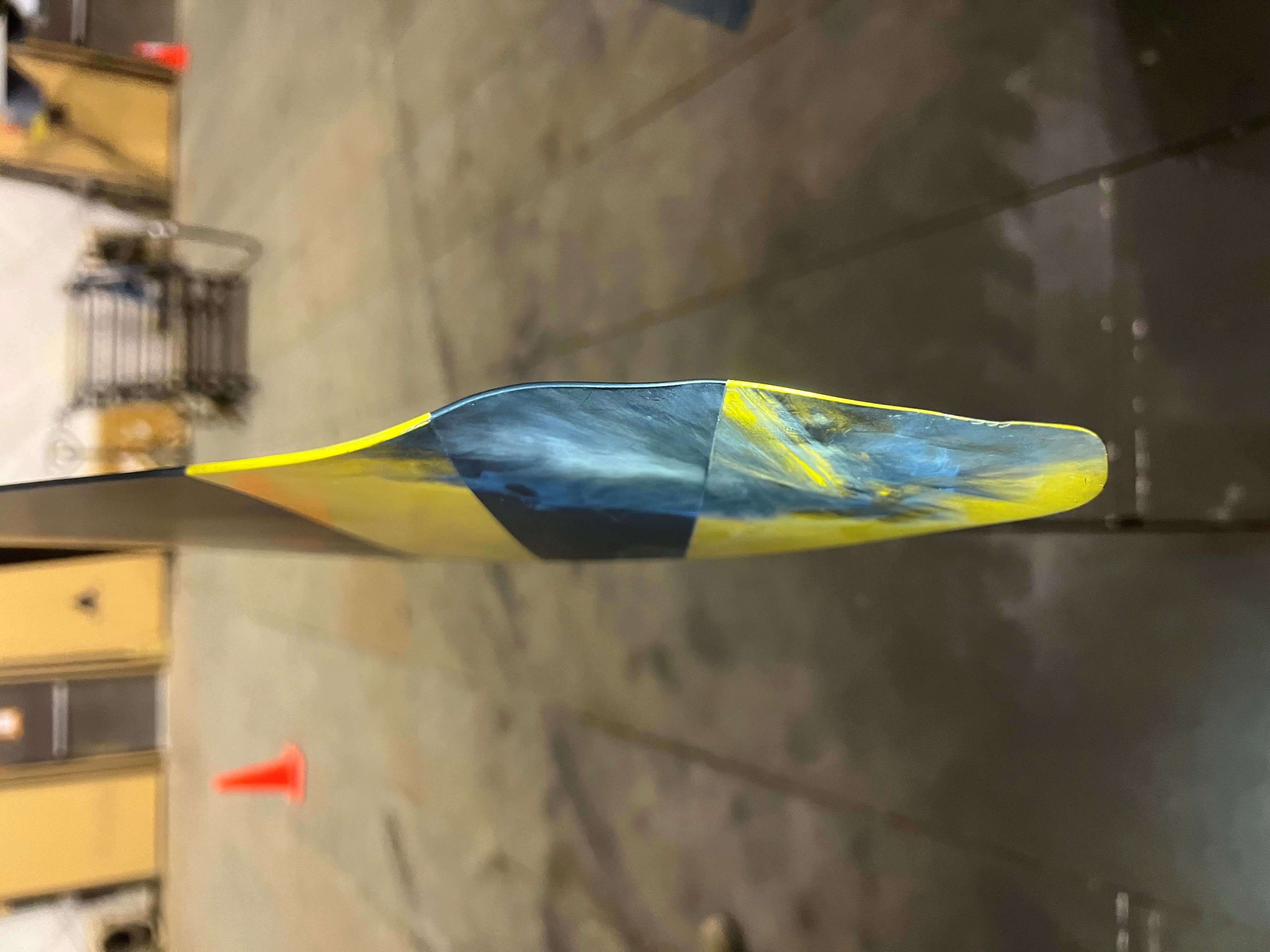The propellor of a US Reaper drone, damaged by flares from a Russian fighter jet