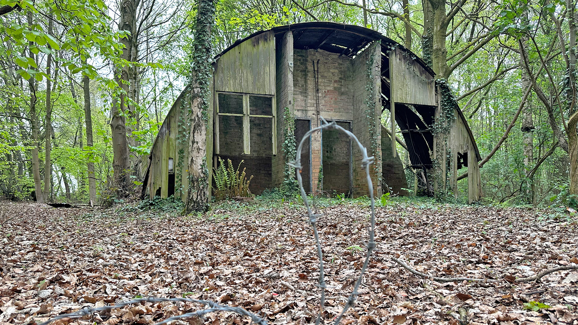 The remnants of old barracks at RAF Tilstock which were purpose build during WW2