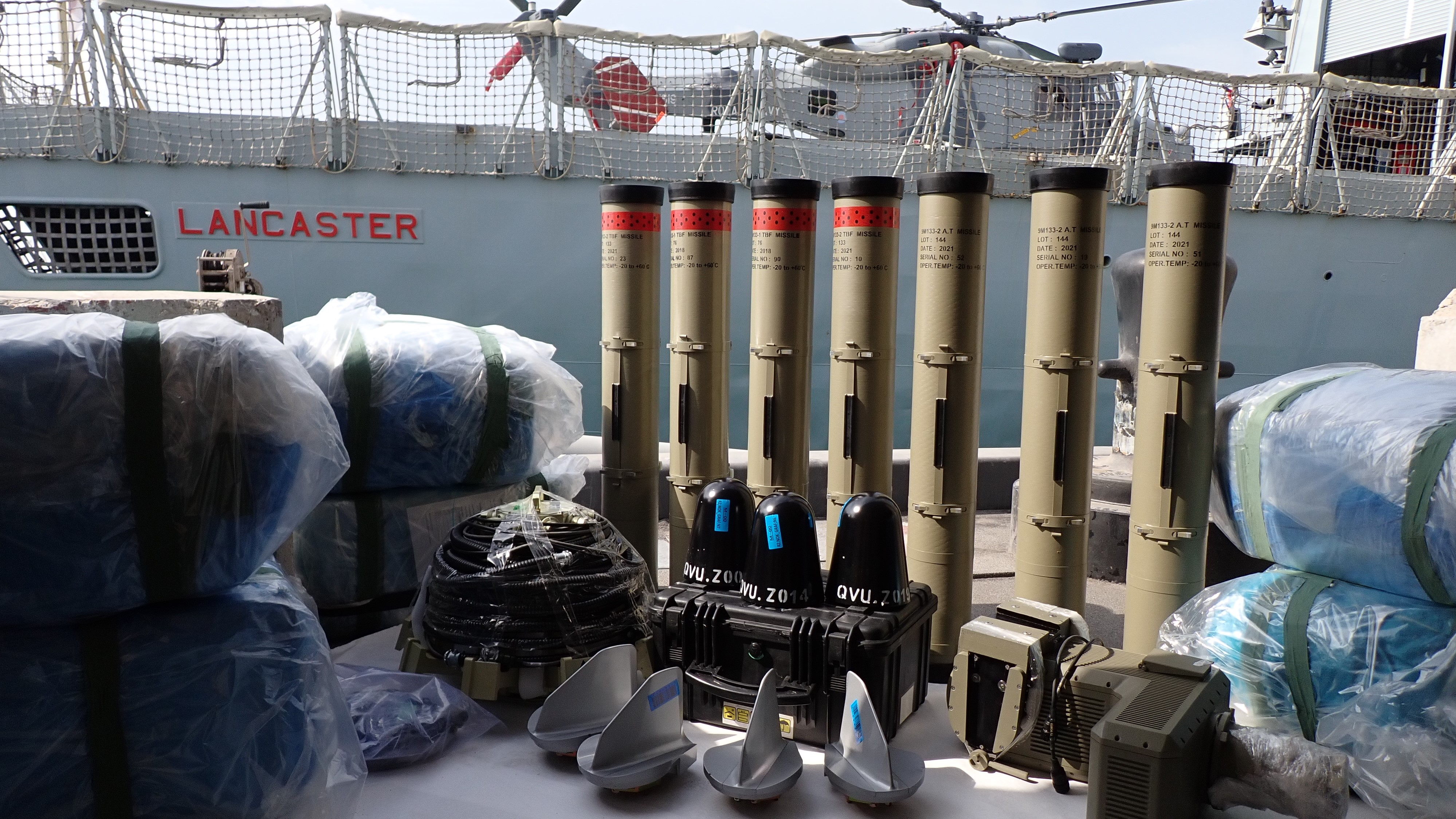 The seized weapons and components aboard HMS Lancaster 01032023 CREDIT MOD Crown Copyright