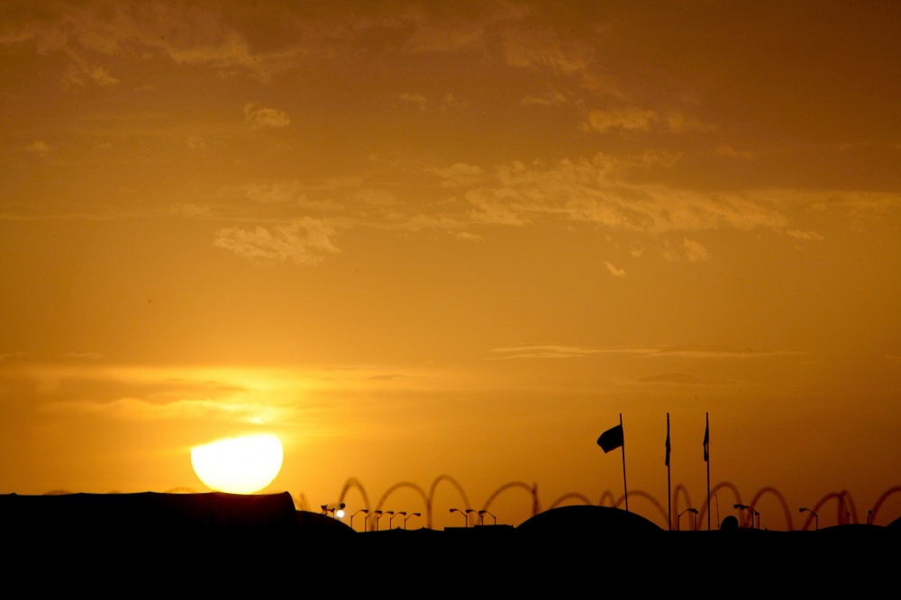 The sun sets on Camp Leatherneck, Helmand province, Afghanistan