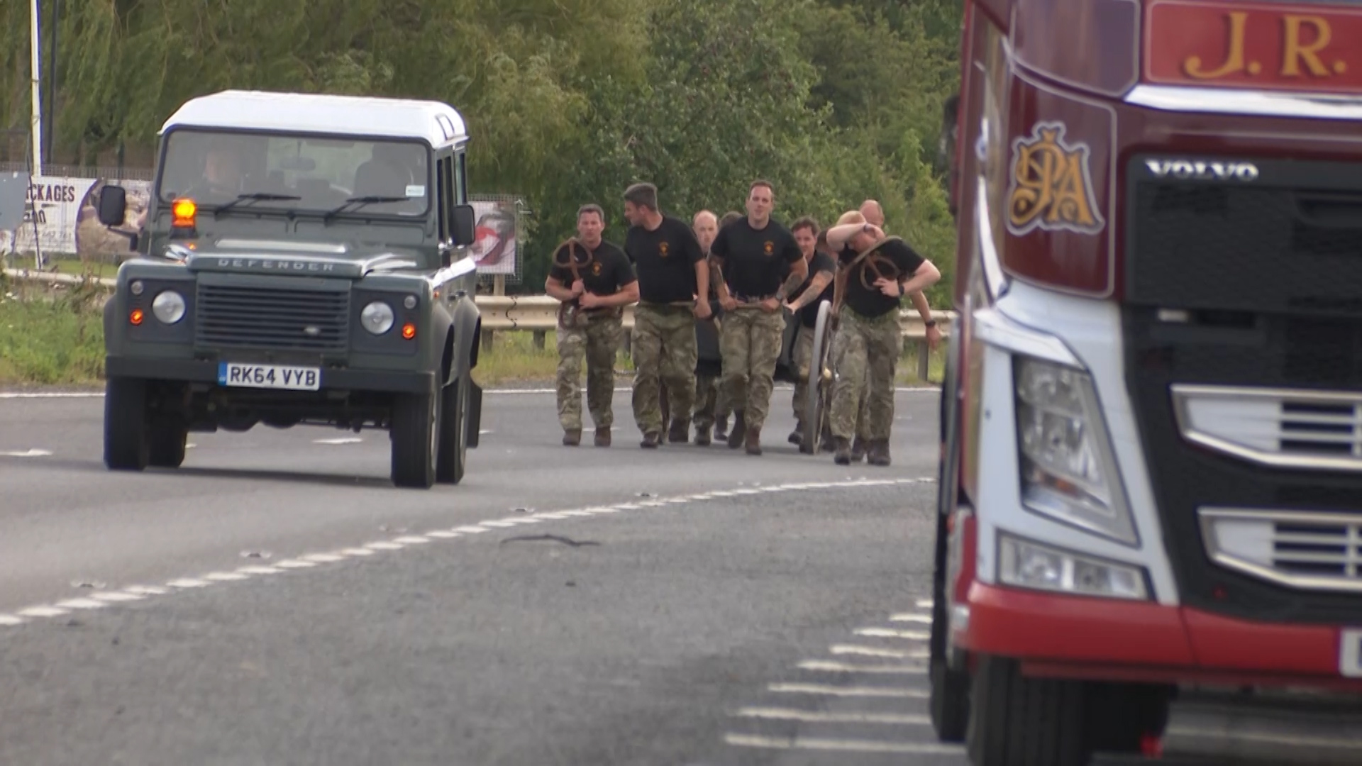 The route takes the field gun through various bases, camps, towns and villages.