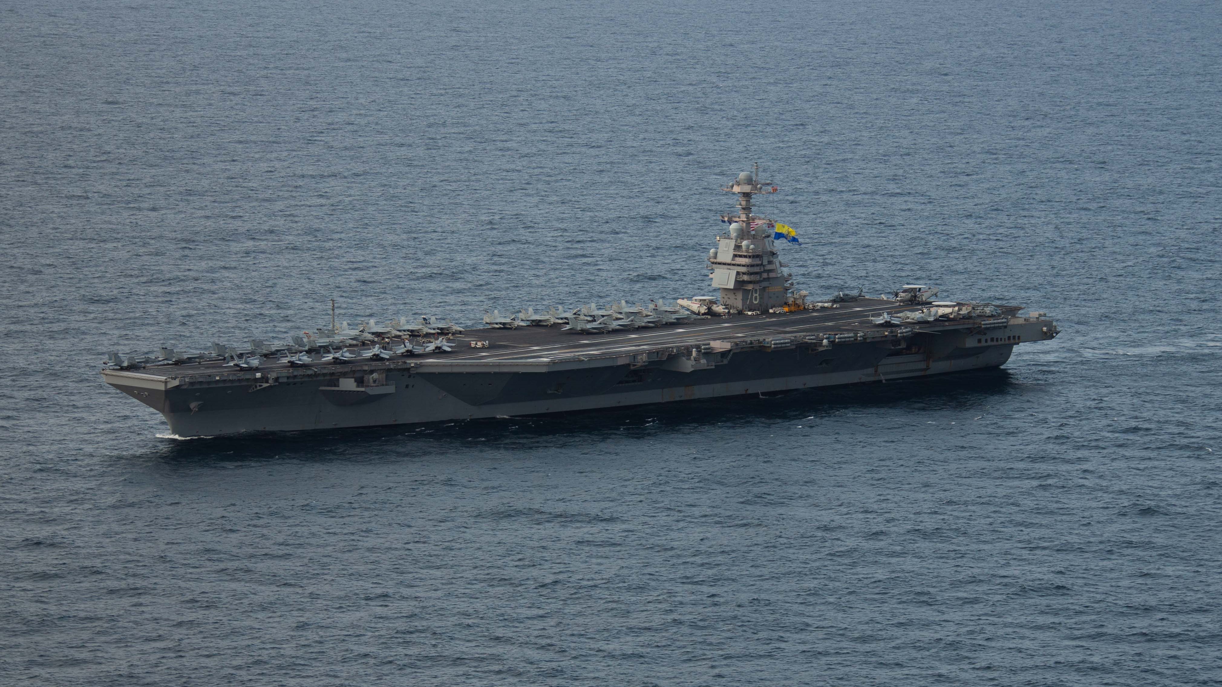 The world’s largest aircraft carrier, the USS Gerald R Ford off the Norwegian coast 12062023 CREDIT RAF