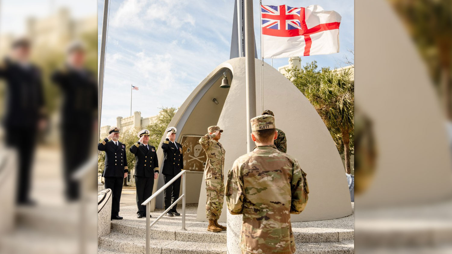 The Seraph Memorial's new ensign gets lifted 2025 EDIT CREDIT Crown Copyright