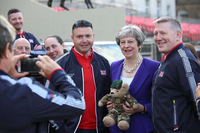 Theresa May with the team of 72 competitors selected to represent the UK at the Invictus Games Sydney 2018 CREDIT MOD.jpg