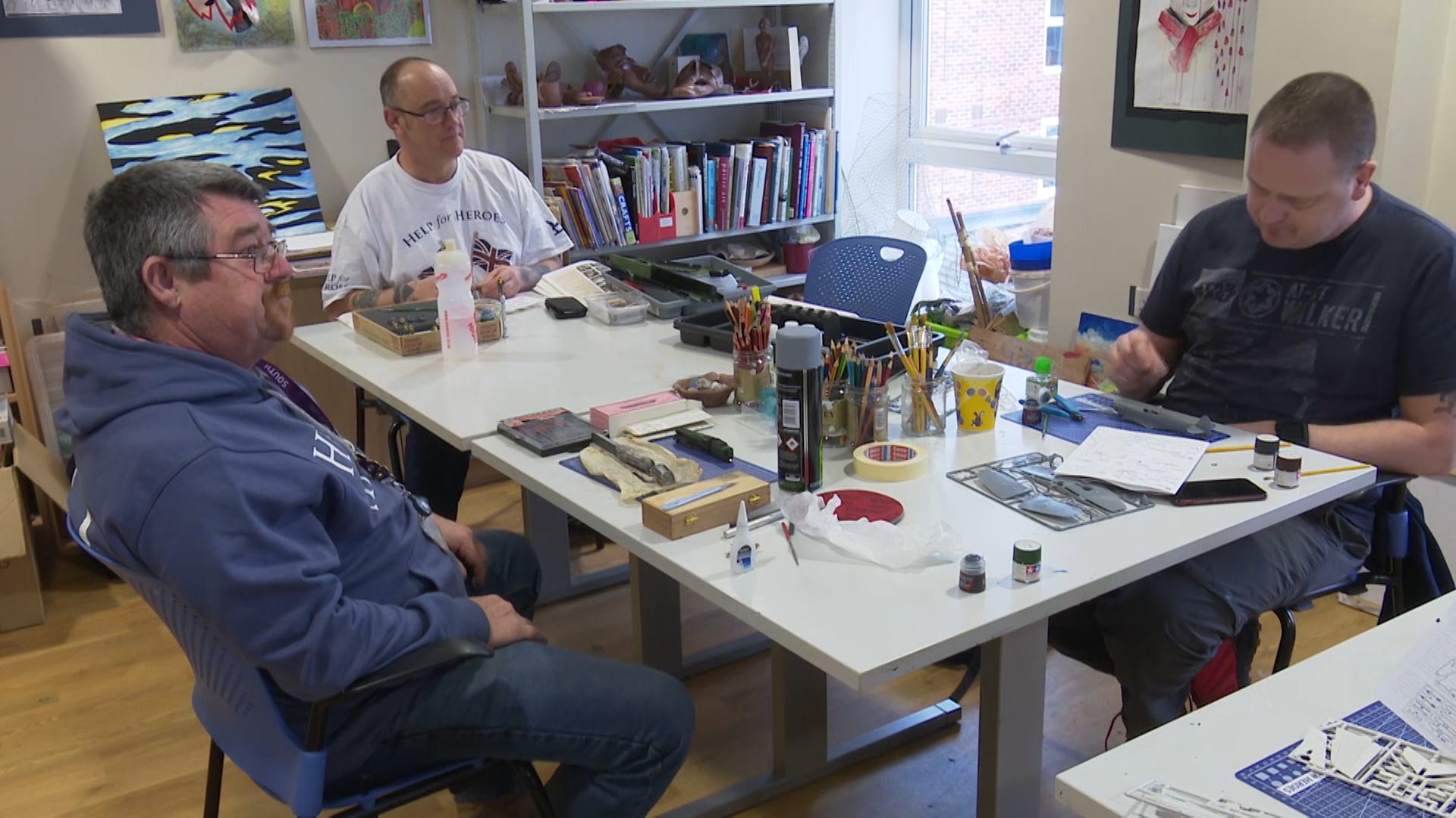 Three veterans enjoy model painting 150219 CREDIT BFBS.jpg