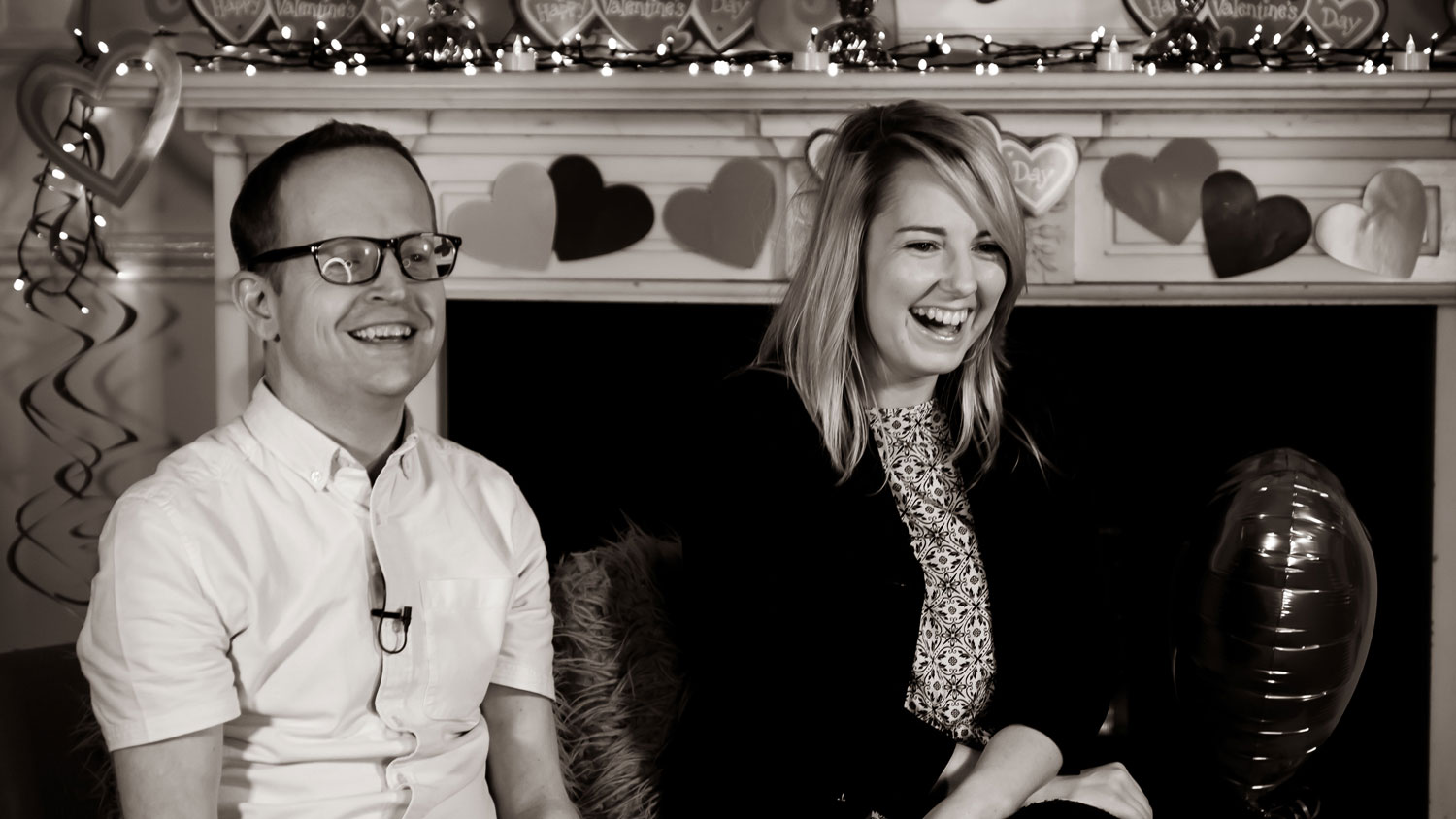 Tim Humphries Jess Bracey Valentine's Day Forces Radio BFBS Forces TV BFBS Extra Black And White