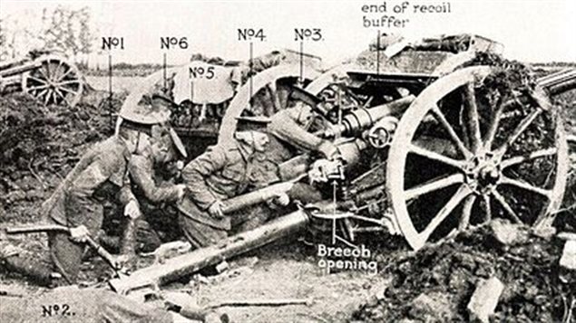 Times History of the War 1916 gun crew 18 pounder describer