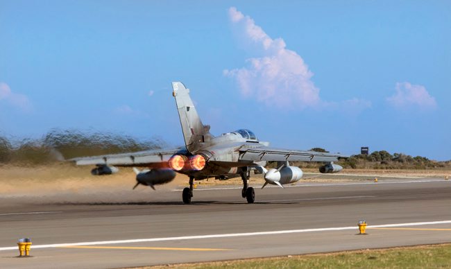 Tornado jet taking off from RAF Akrotiri 021117