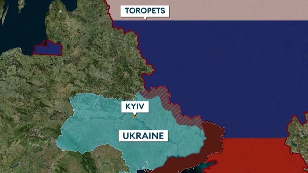 The ammunition warehouse was located in Toropets, inside Russia's border and 300 miles away from the front line